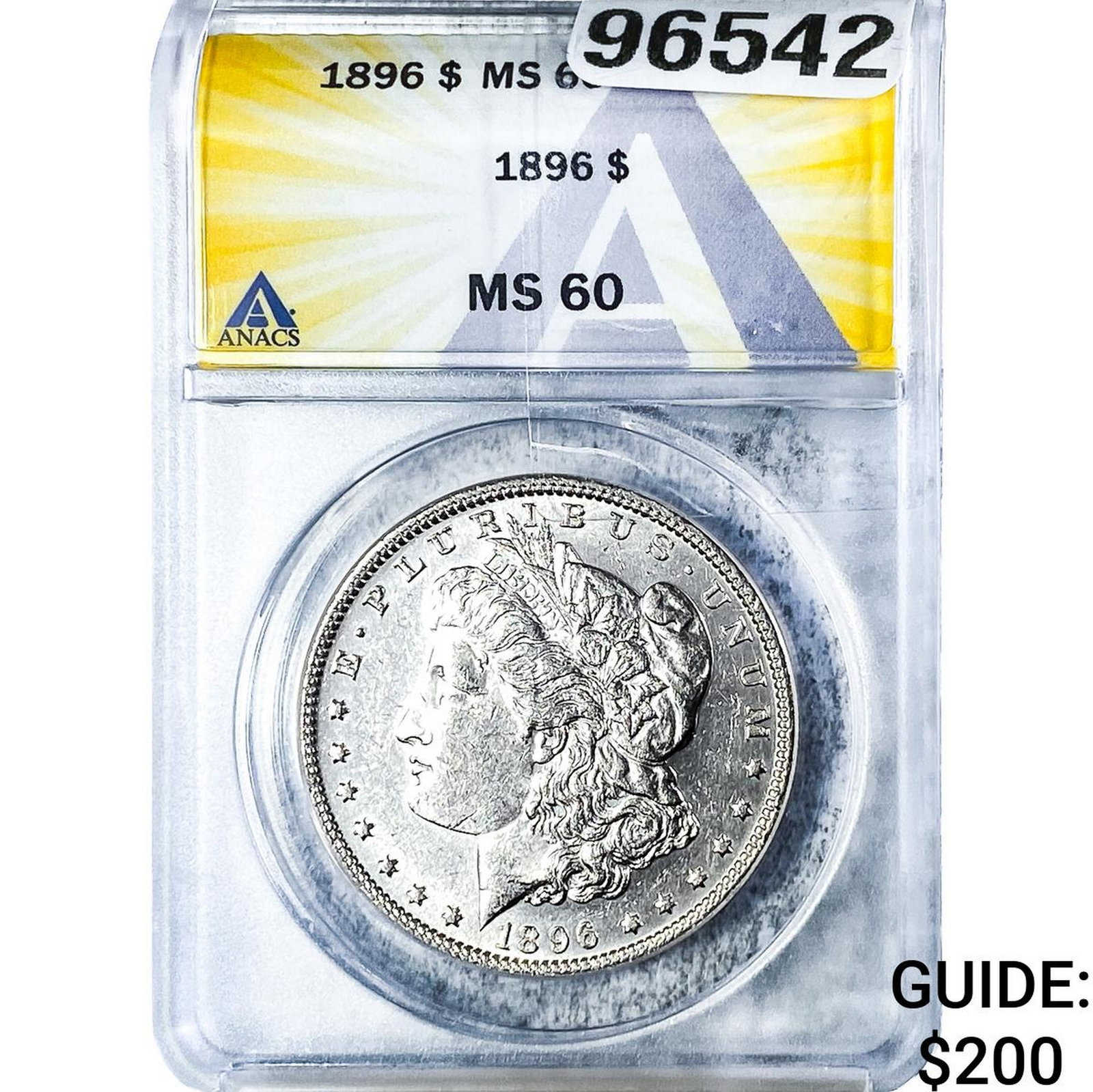 1896 Morgan Silver Dollar ANACS MS60: 1896 Morgan Silver Dollar ANACS MS60