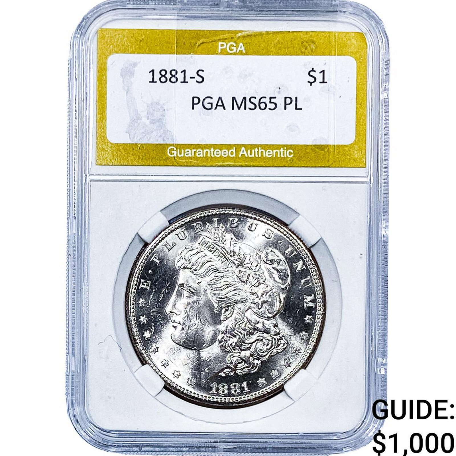 1881-S Morgan Silver Dollar PGA MS65 PL: 1881-S Morgan Silver Dollar PGA MS65 PL
