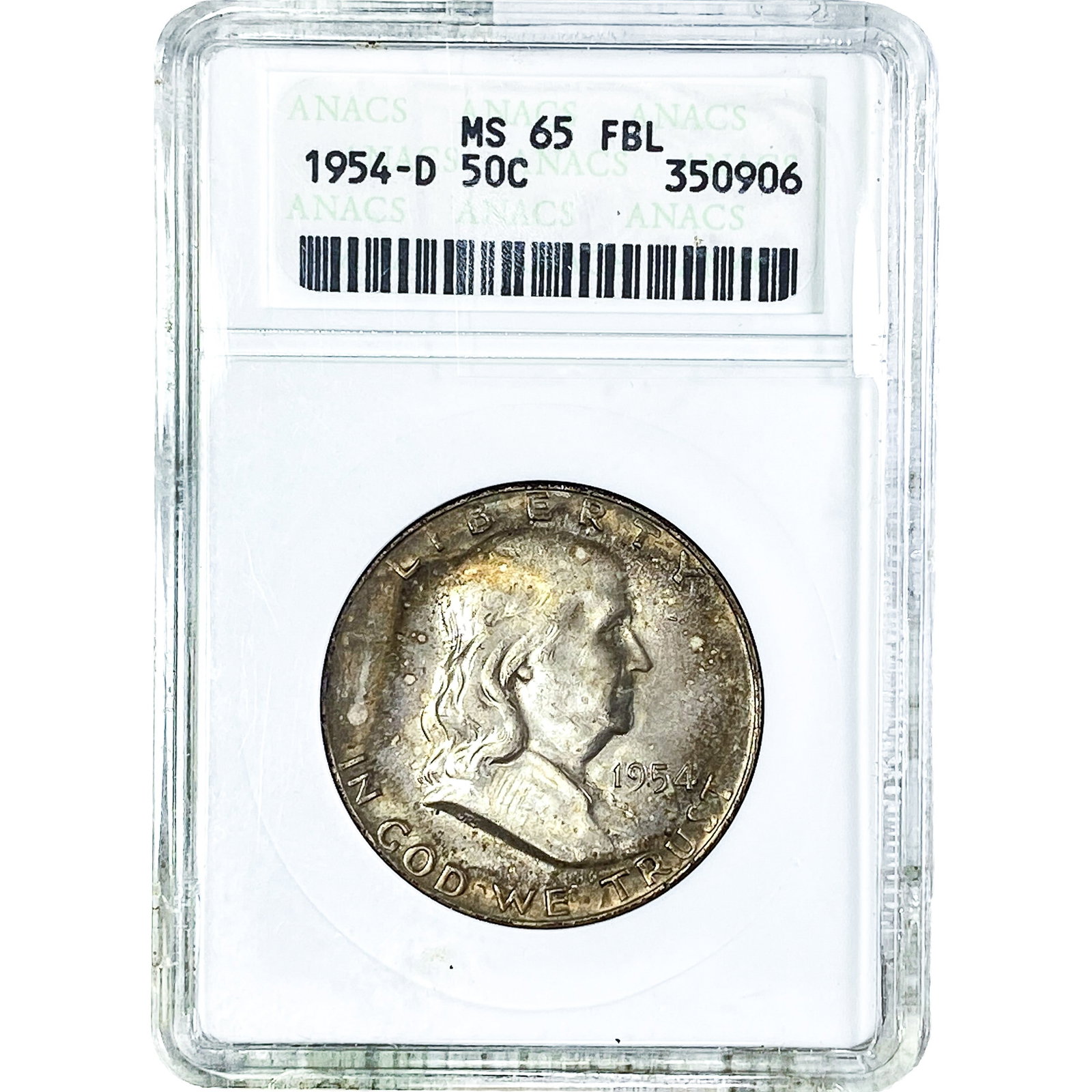 1954-D Franklin Half Dollar ANACS MS65 FBL (1 of 2)