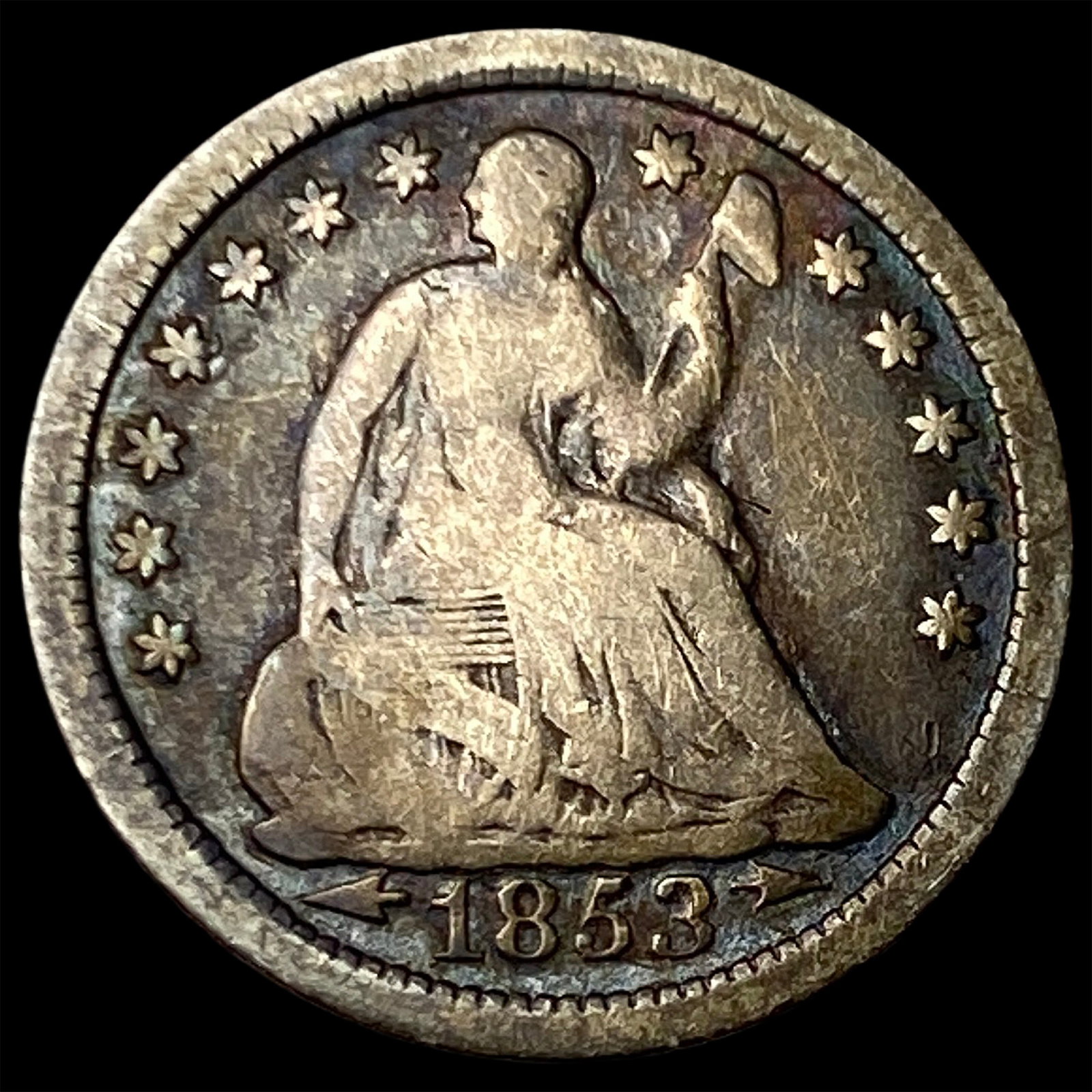 1853 Arrows Seated Liberty Half Dime NICELY CIRCULATED: 1853 Arrows Seated Liberty Half Dime NICELY CIRCULATED