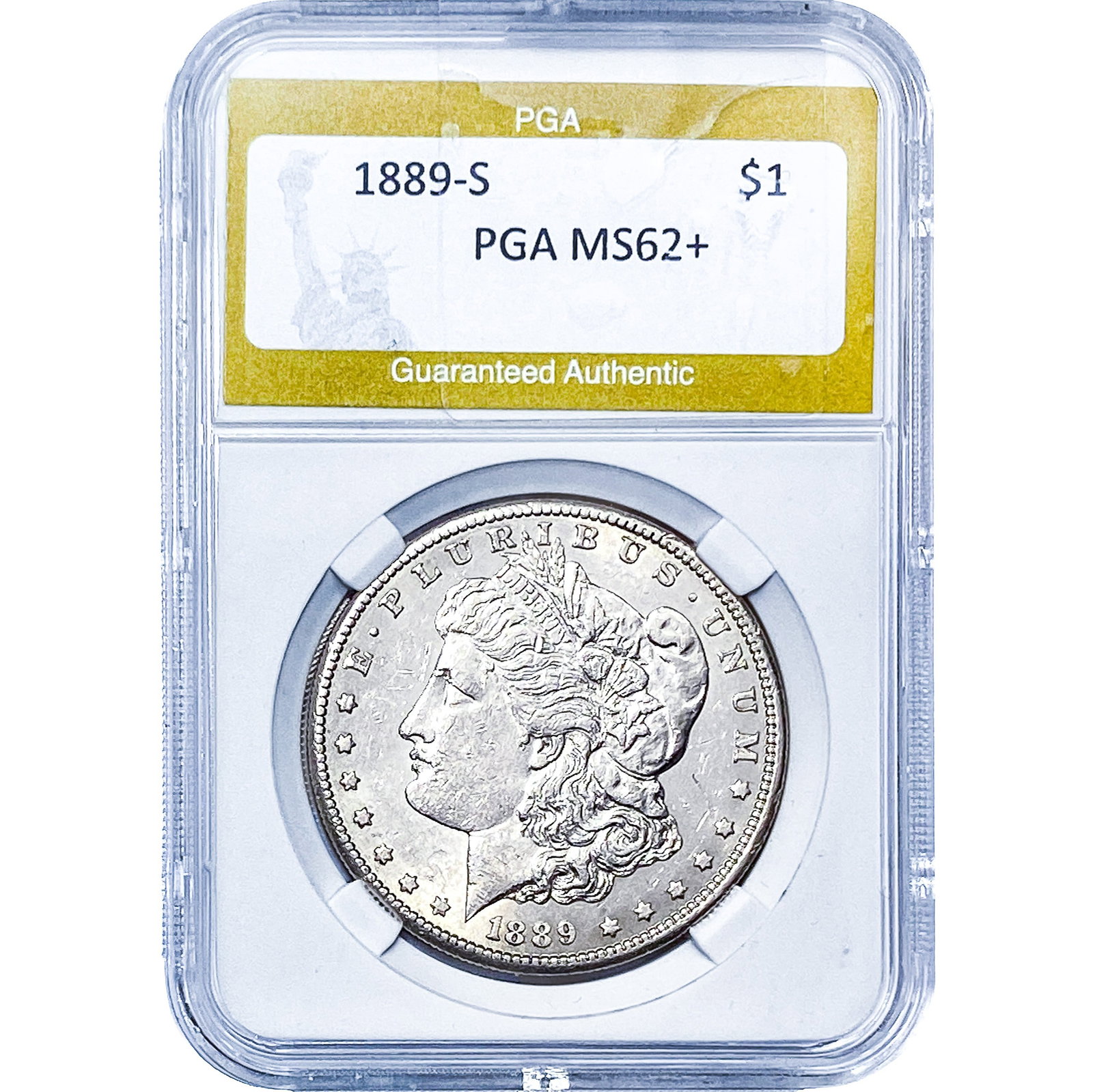 1889-S Morgan Silver Dollar PGA MS62+: 1889-S Morgan Silver Dollar PGA MS62+