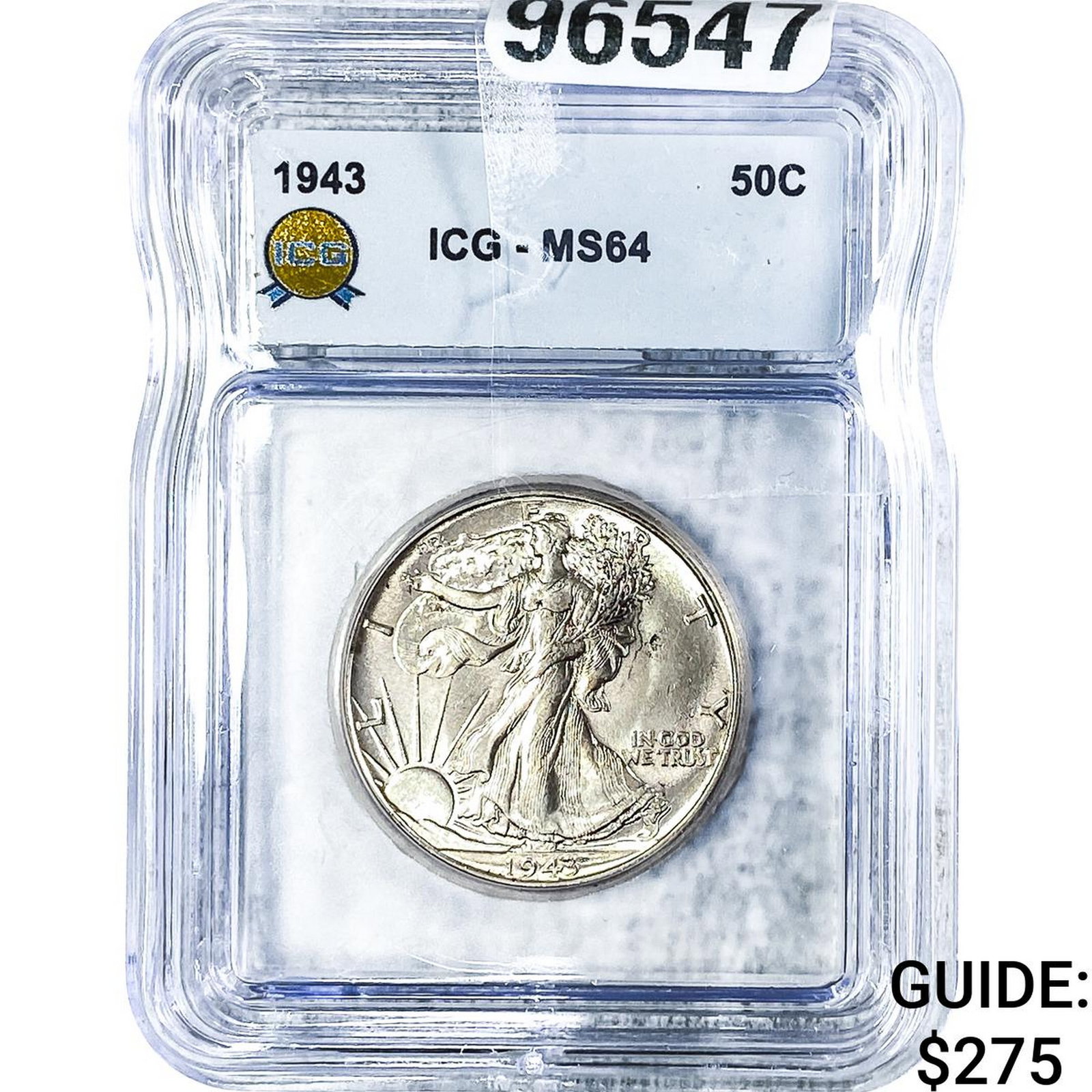 1943 Walking Liberty Half Dollar ICG MS64: 1943 Walking Liberty Half Dollar ICG MS64