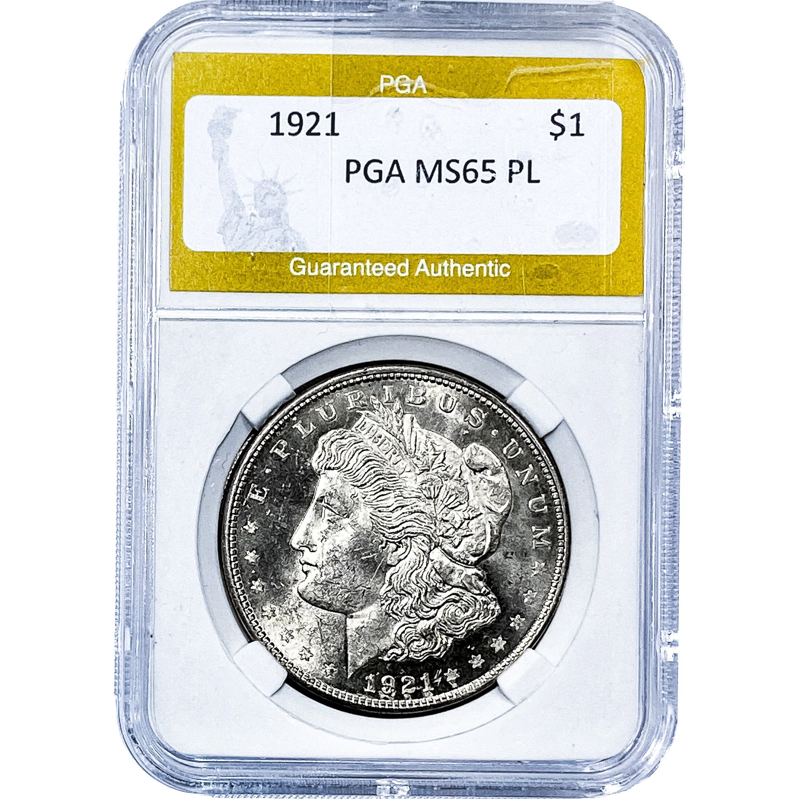 1921 Morgan Silver Dollar PGA MS65 PL: 1921 Morgan Silver Dollar PGA MS65 PL