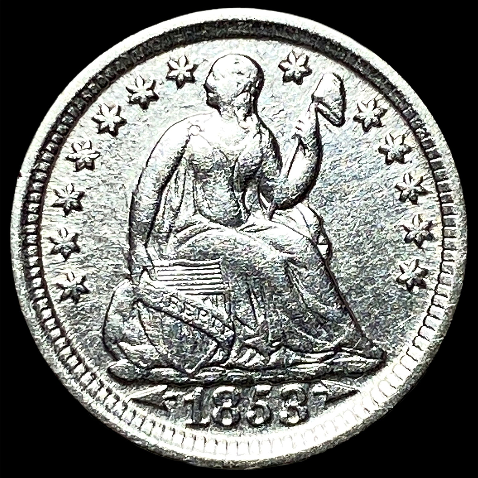 1853 Arrows Seated Liberty Half Dime UNCIRCULATED: 1853 Arrows Seated Liberty Half Dime UNCIRCULATED