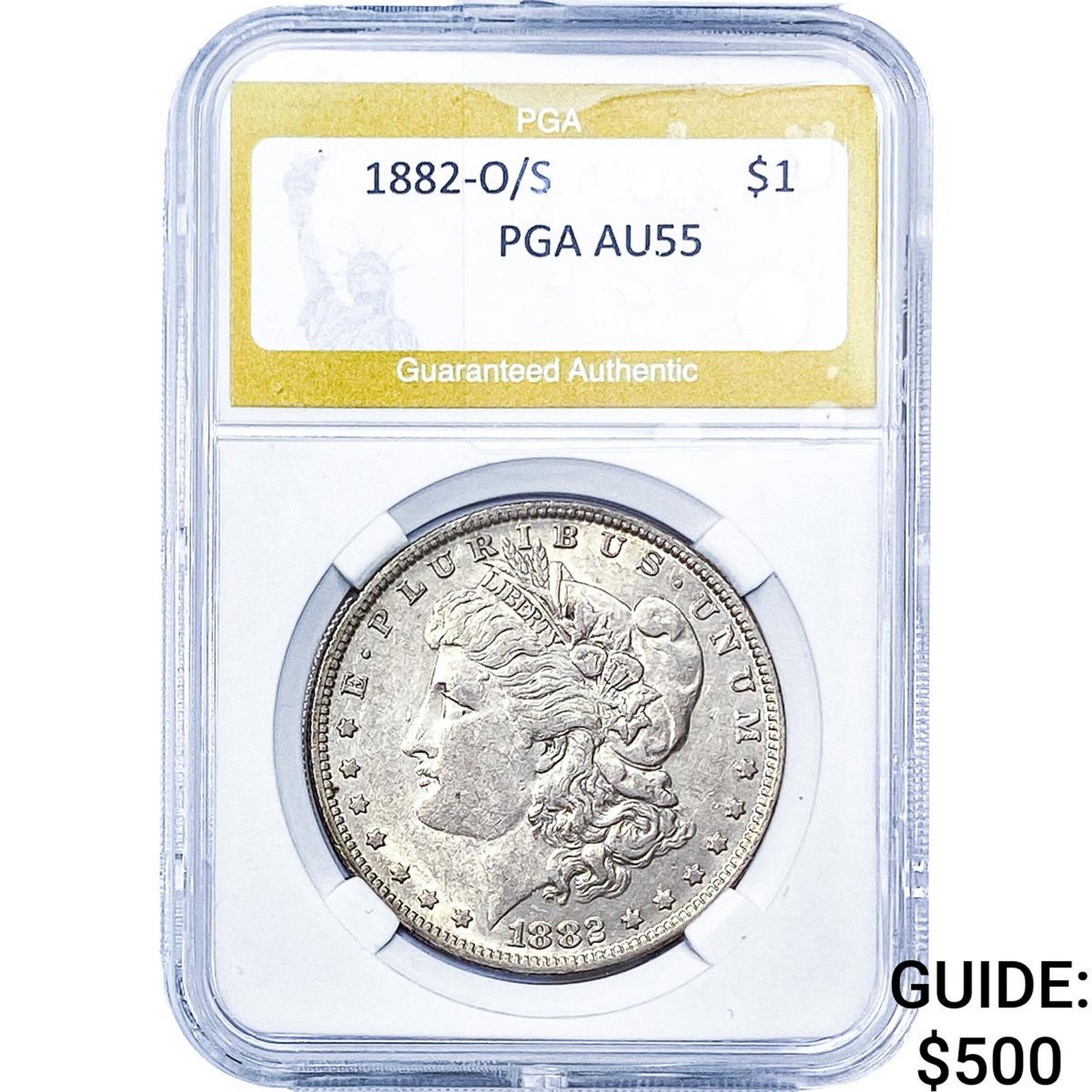 1882-O/S Morgan Silver Dollar PGA AU55: 1882-O/S Morgan Silver Dollar PGA AU55