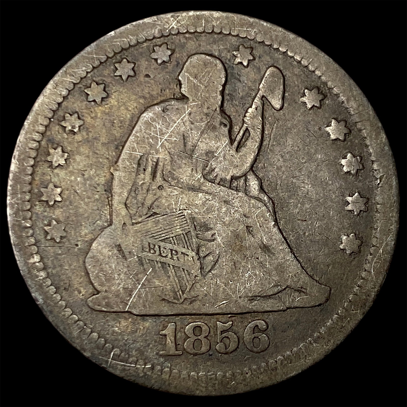 1856 Silver Seated Liberty Quarter LIGHTLY CIRCULATED: 1856 Silver Seated Liberty Quarter LIGHTLY CIRCULATED