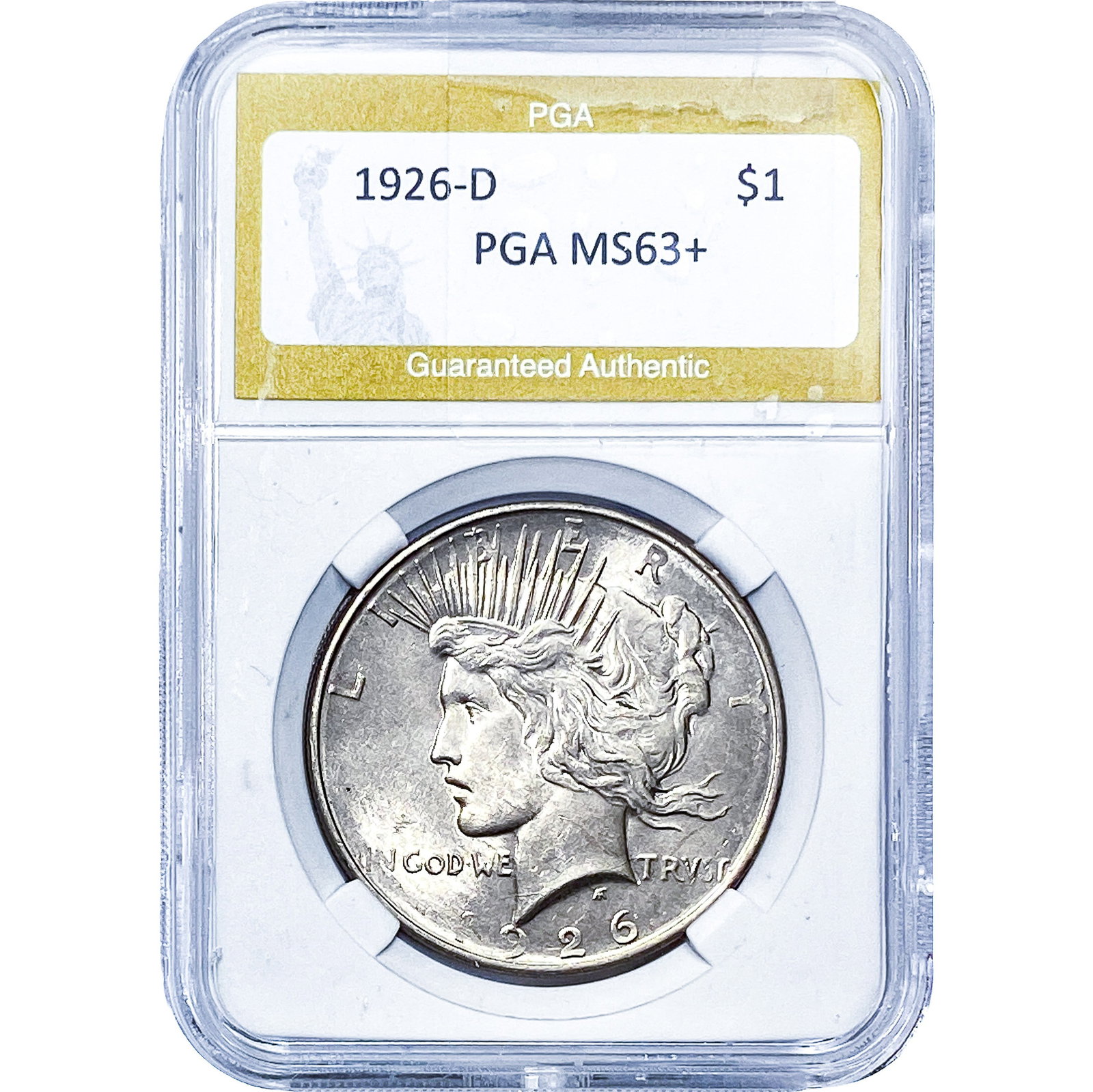 1926-D Silver Peace Dollar PGA MS63+: 1926-D Silver Peace Dollar PGA MS63+