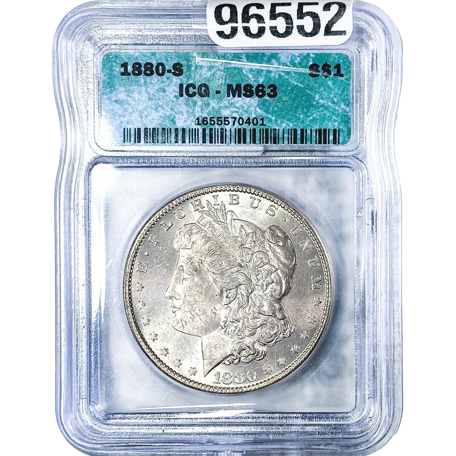 1880-S Morgan Silver Dollar ICG MS63: 1880-S Morgan Silver Dollar ICG MS63
