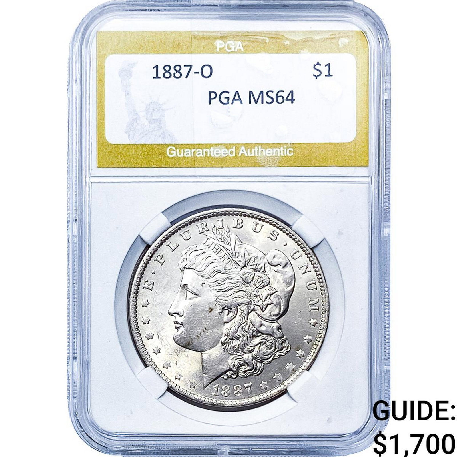 1887-O Morgan Silver Dollar PGA MS64: 1887-O Morgan Silver Dollar PGA MS64