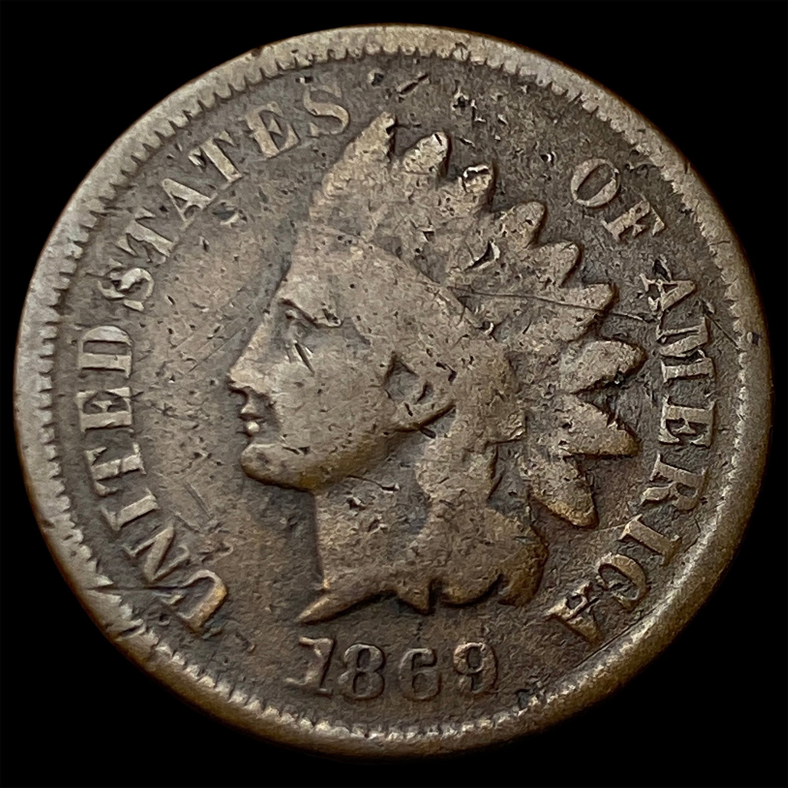 1869 Indian Head Cent LIGHTLY CIRCULATED: 1869 Indian Head Cent LIGHTLY CIRCULATED