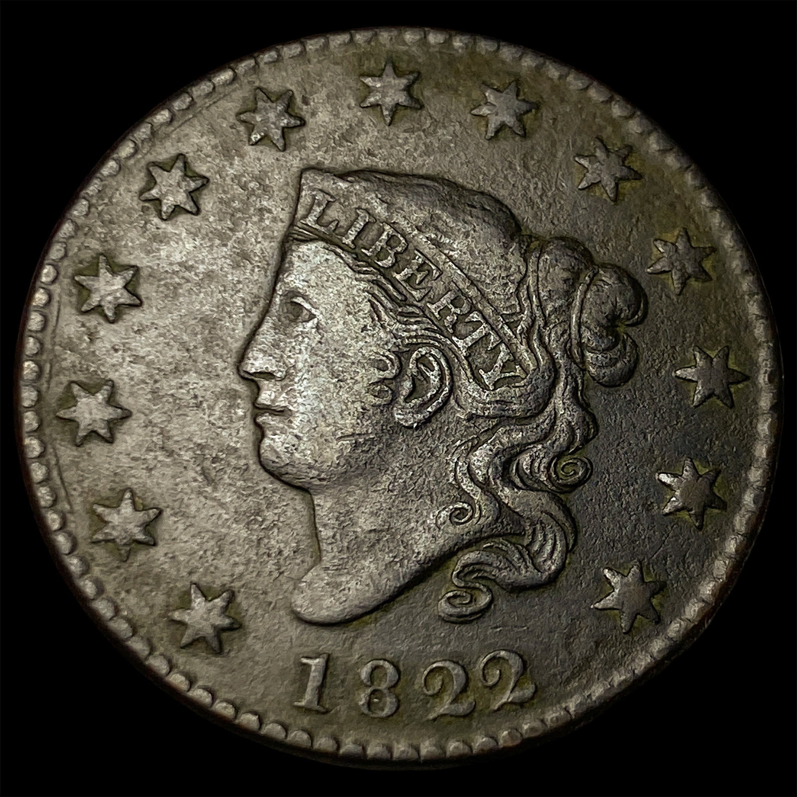 1822 Coronet Head Large Cent CLOSELY UNCIRCULATED: 1822 Coronet Head Large Cent CLOSELY UNCIRCULATED
