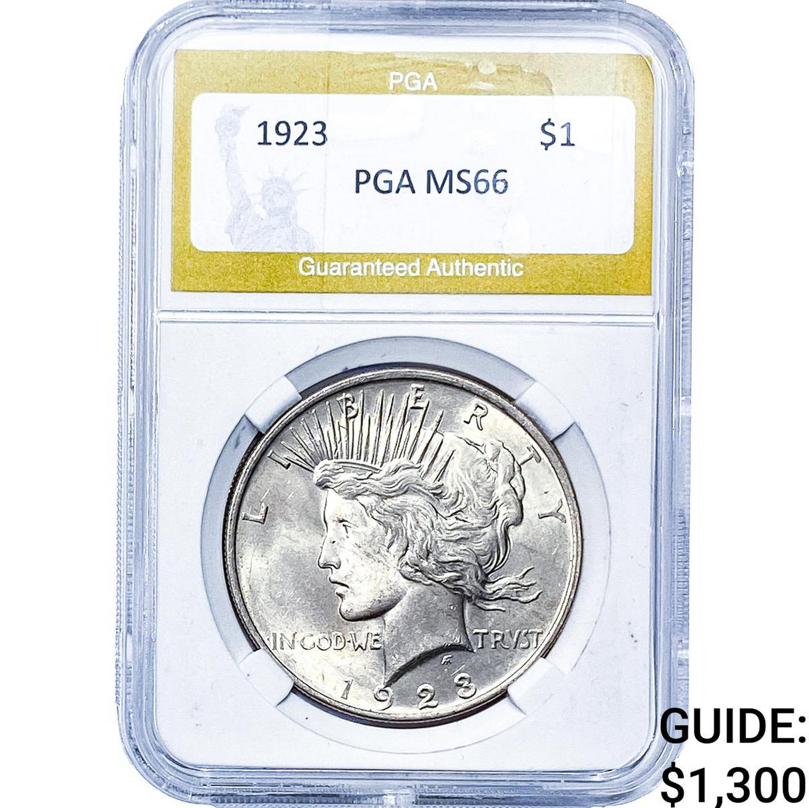 1923 Silver Peace Dollar PGA MS66: 1923 Silver Peace Dollar PGA MS66