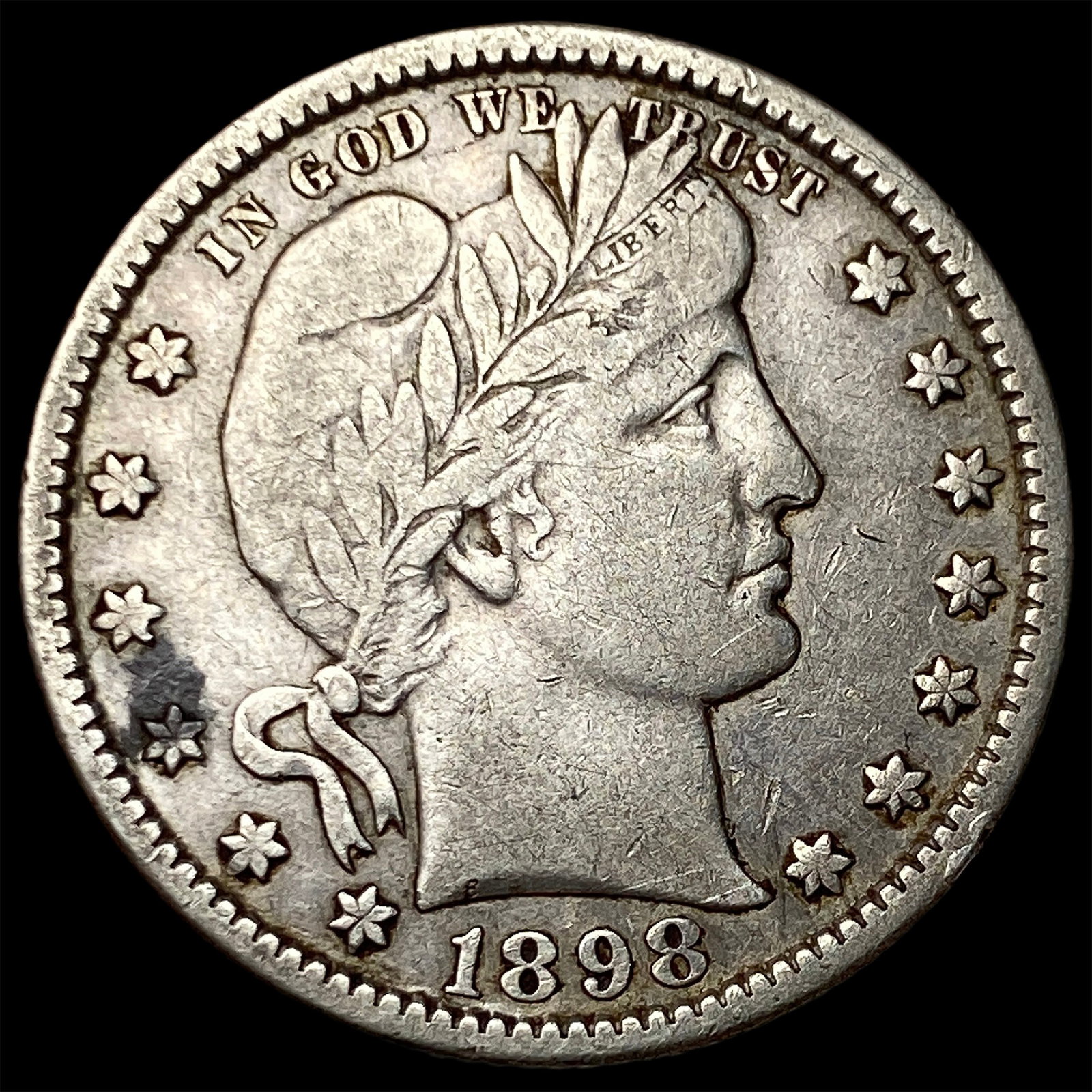 1898-O Silver Barber Quarter NEARLY UNCIRCULATED (1 of 2)