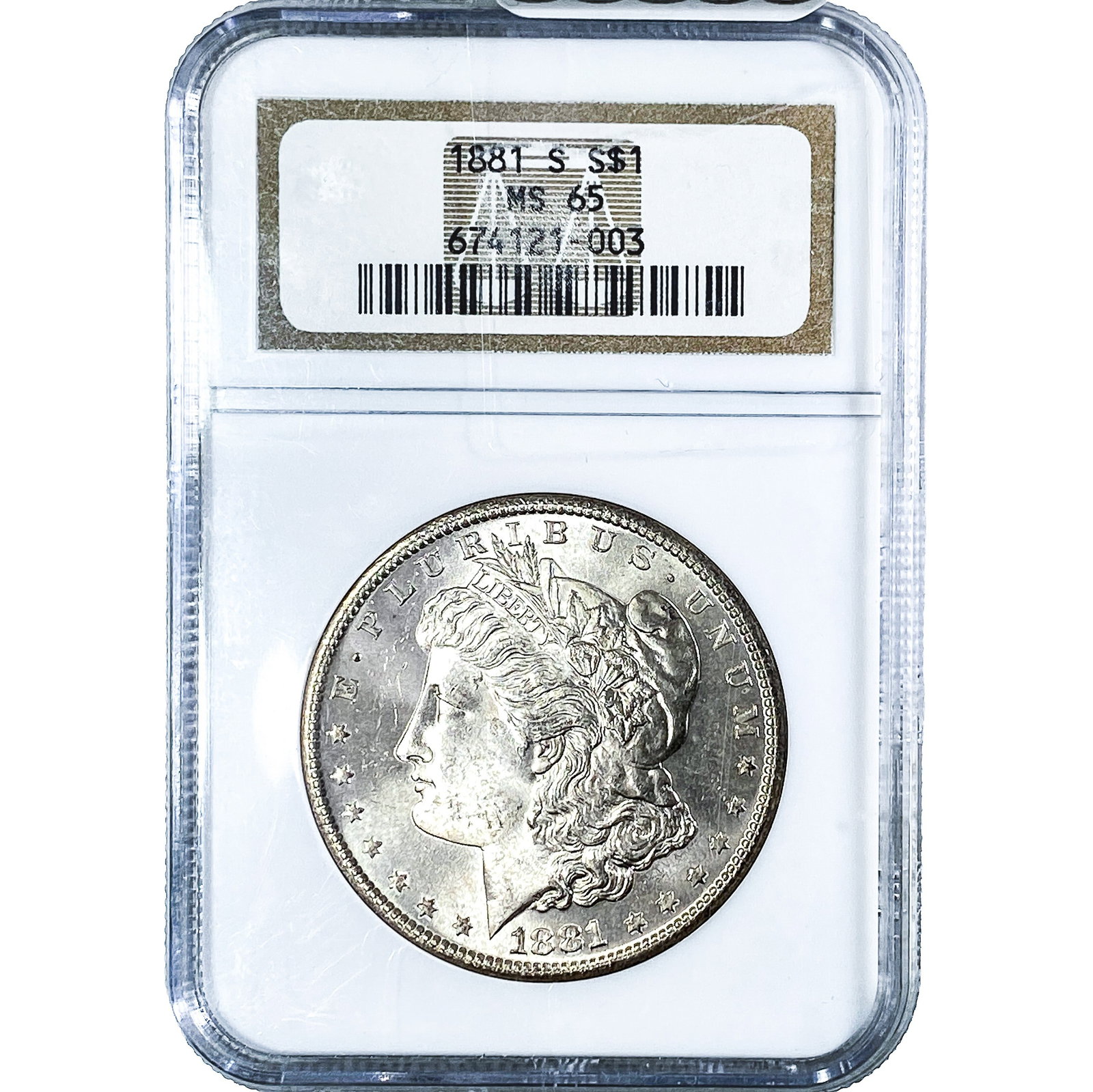 1881-S Morgan Silver Dollar NGC MS65: 1881-S Morgan Silver Dollar NGC MS65