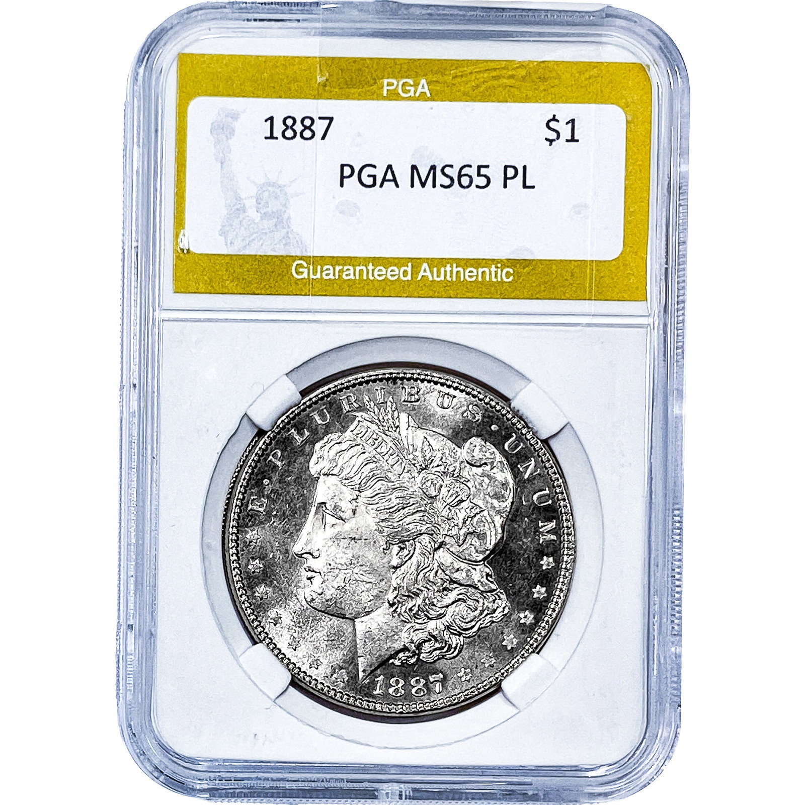 1887 Morgan Silver Dollar PGA MS65 PL: 1887 Morgan Silver Dollar PGA MS65 PL