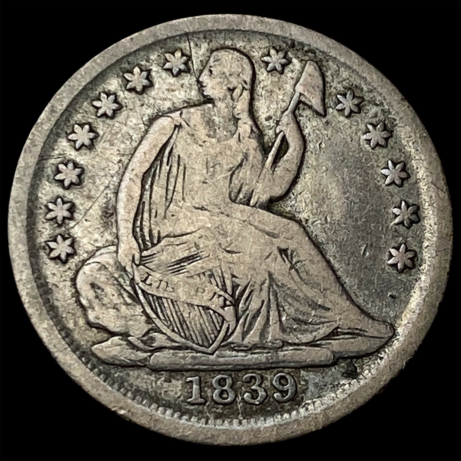 1839-O Silver Seated Liberty Half Dime LIGHTLY CIRCULATED: 1839-O Silver Seated Liberty Half Dime LIGHTLY CIRCULATED