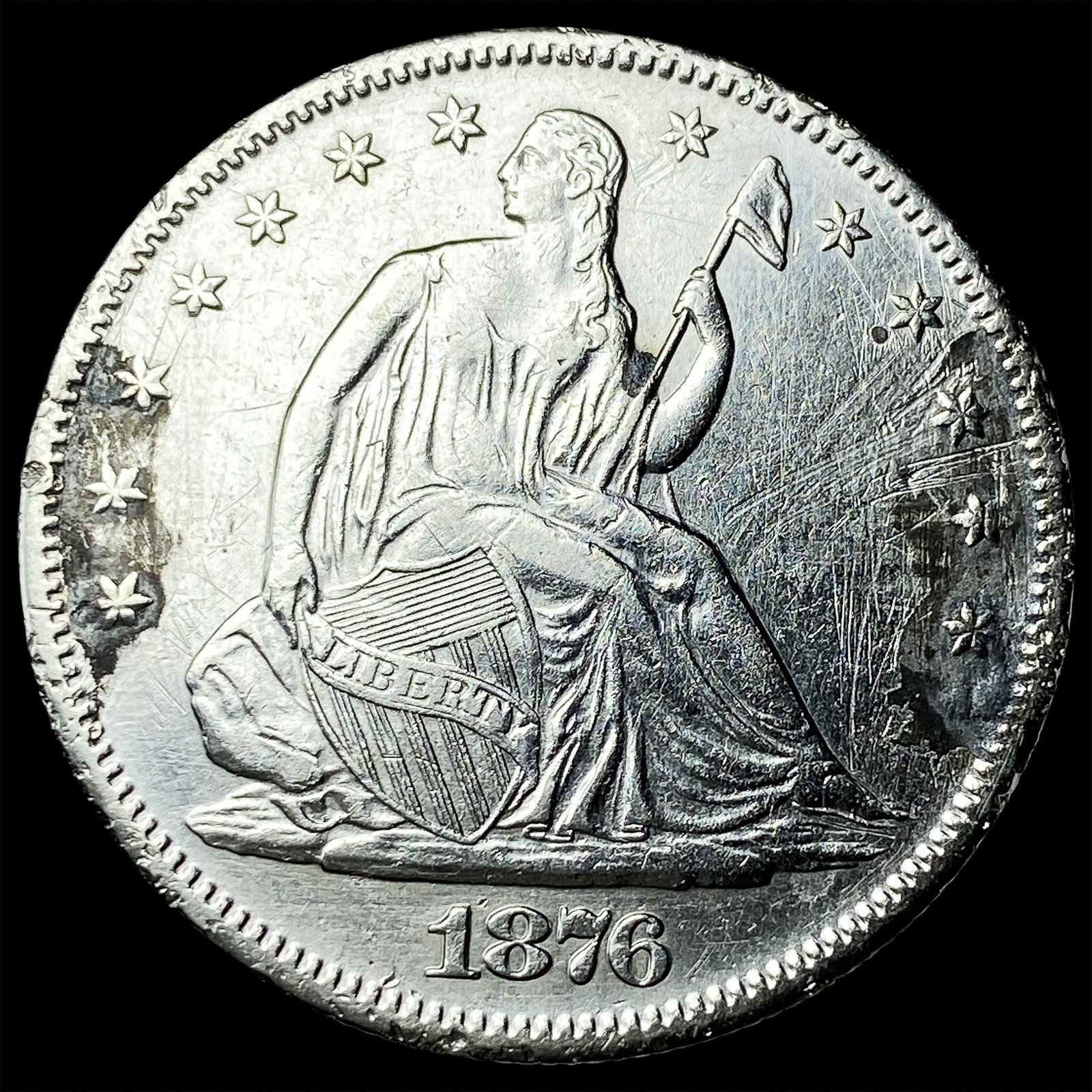 1876-S Silver Seated Liberty Half Dollar CLOSELY UNCIRCULATED (1 of 2)