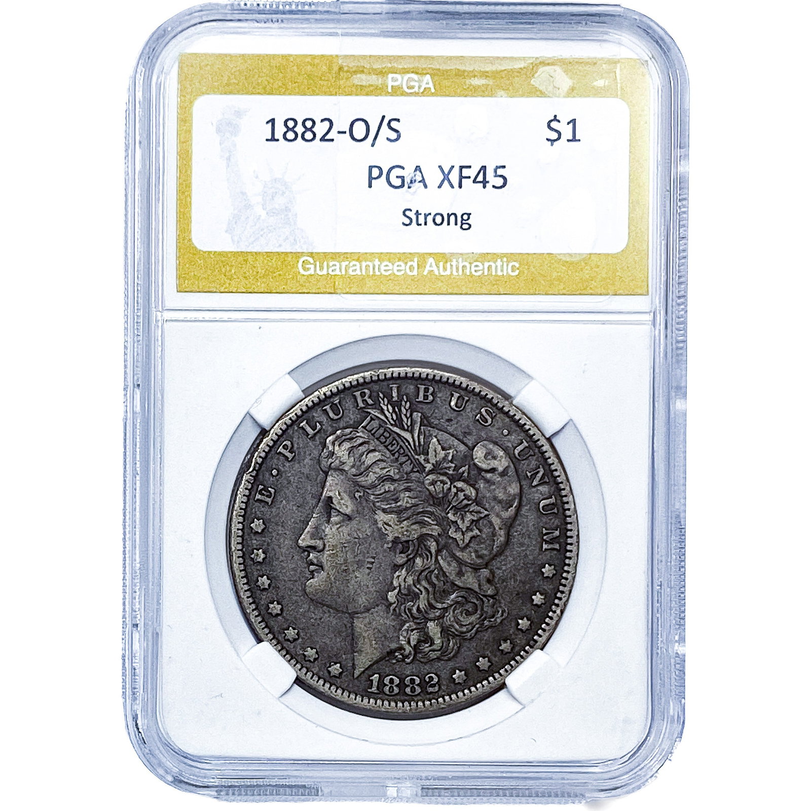 1882-O/S Morgan Silver Dollar PGA XF45 Strong: 1882-O/S Morgan Silver Dollar PGA XF45 Strong
