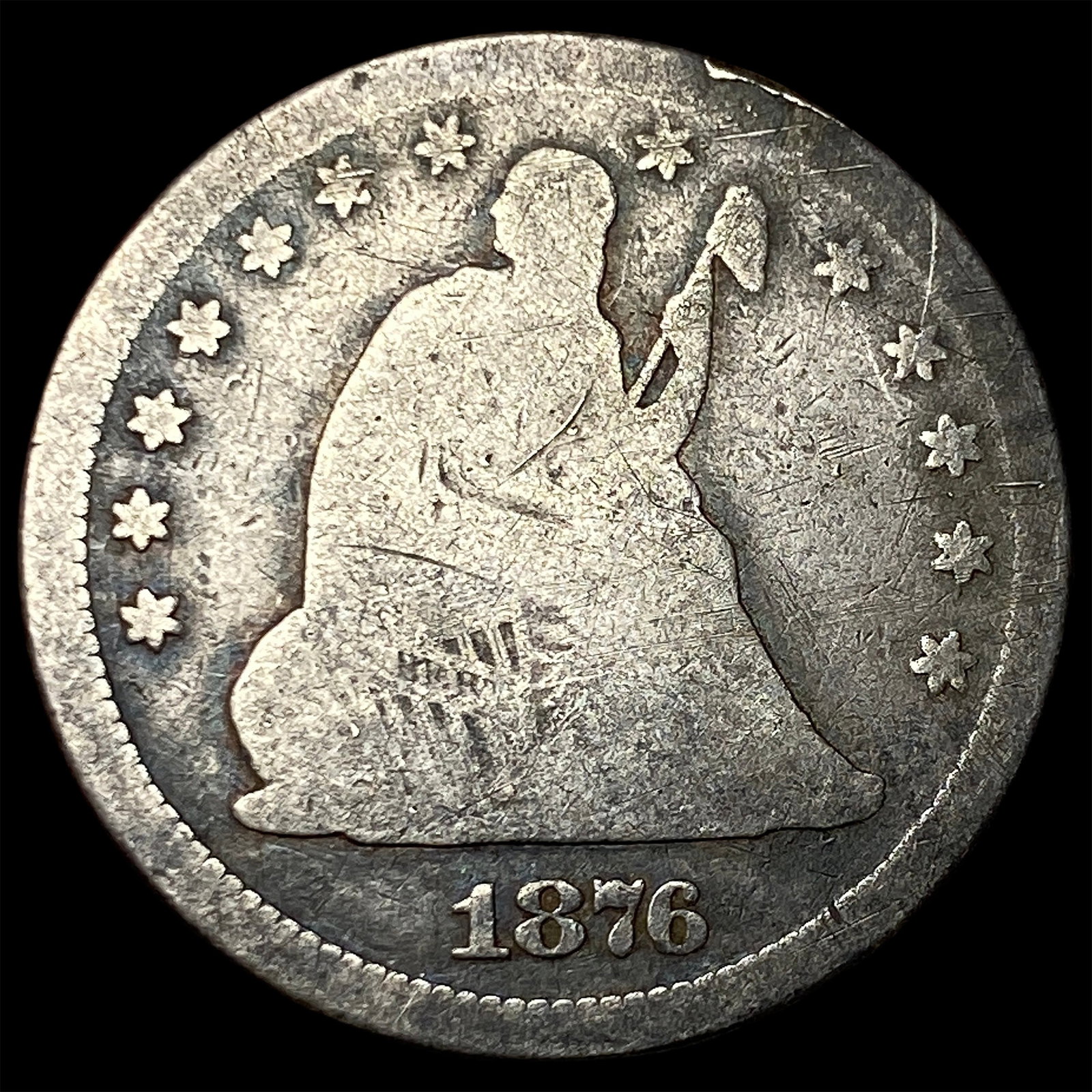 1876 Silver Seated Liberty Quarter NICELY CIRCULATED (1 of 2)