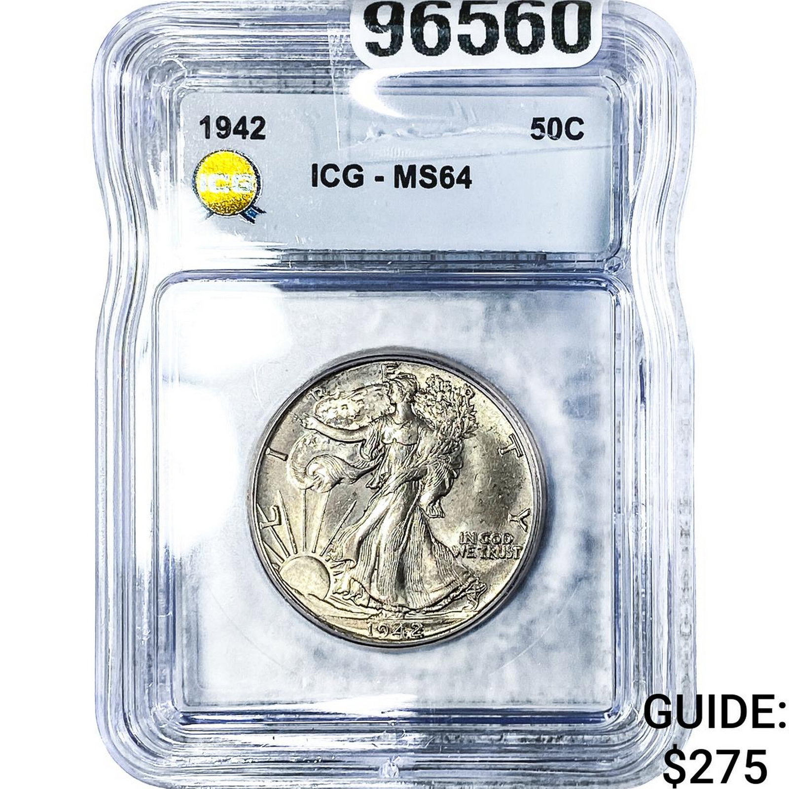1942 Walking Liberty Half Dollar ICG MS64: 1942 Walking Liberty Half Dollar ICG MS64