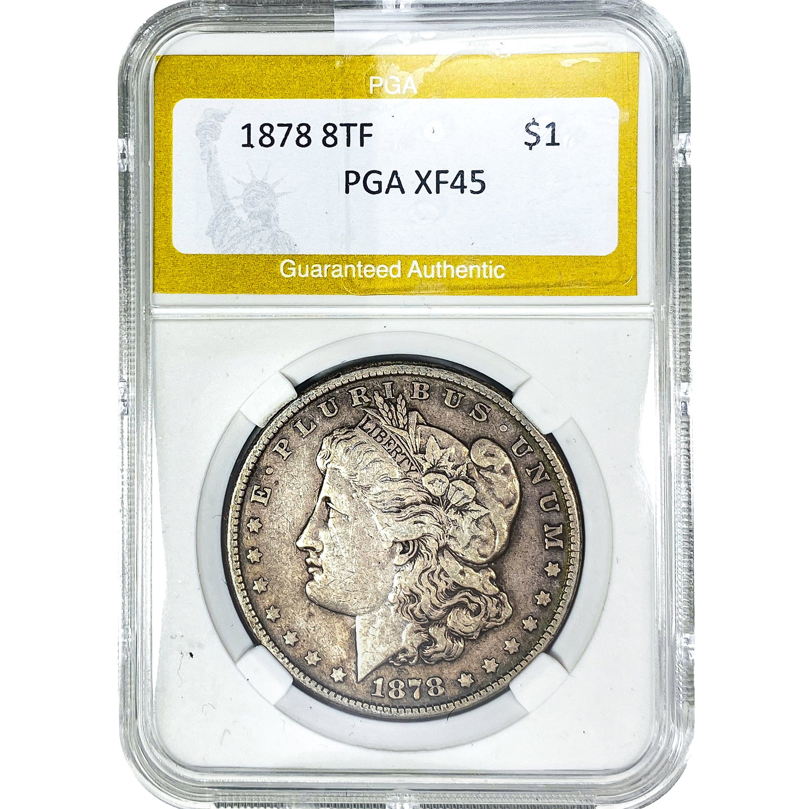 1878 8TF Morgan Silver Dollar PGA XF45: 1878 8TF Morgan Silver Dollar PGA XF45