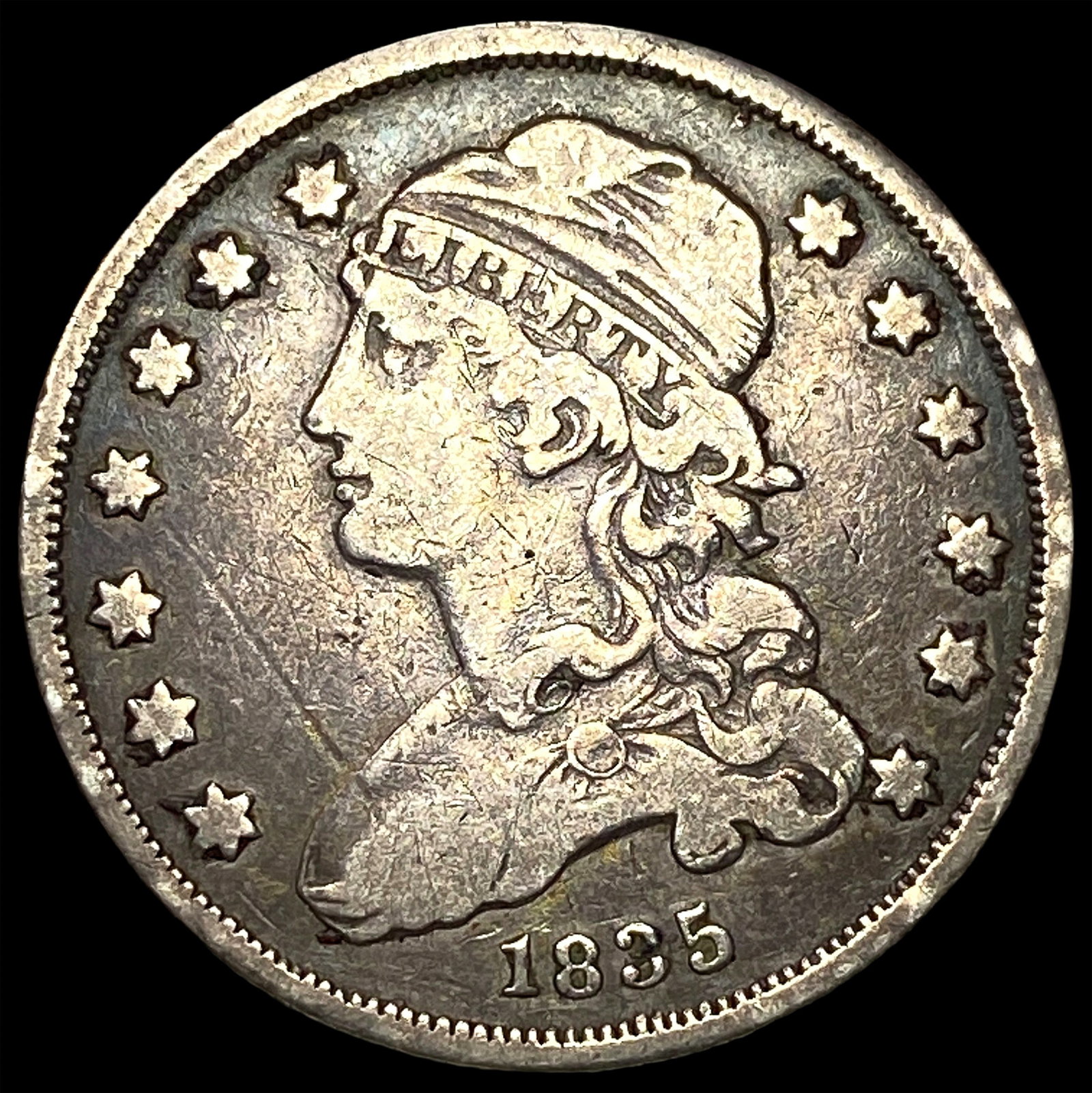 1835 Capped Bust Silver Quarter LIGHTLY CIRCULATED (1 of 2)
