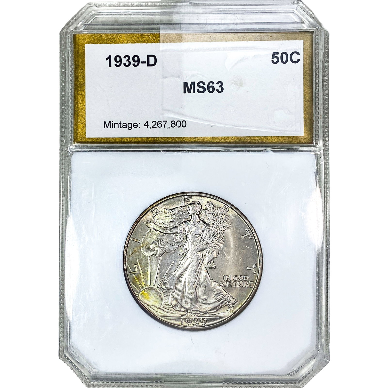 1939-D Walking Liberty Half Dollar PCI MS63: 1939-D Walking Liberty Half Dollar PCI MS63