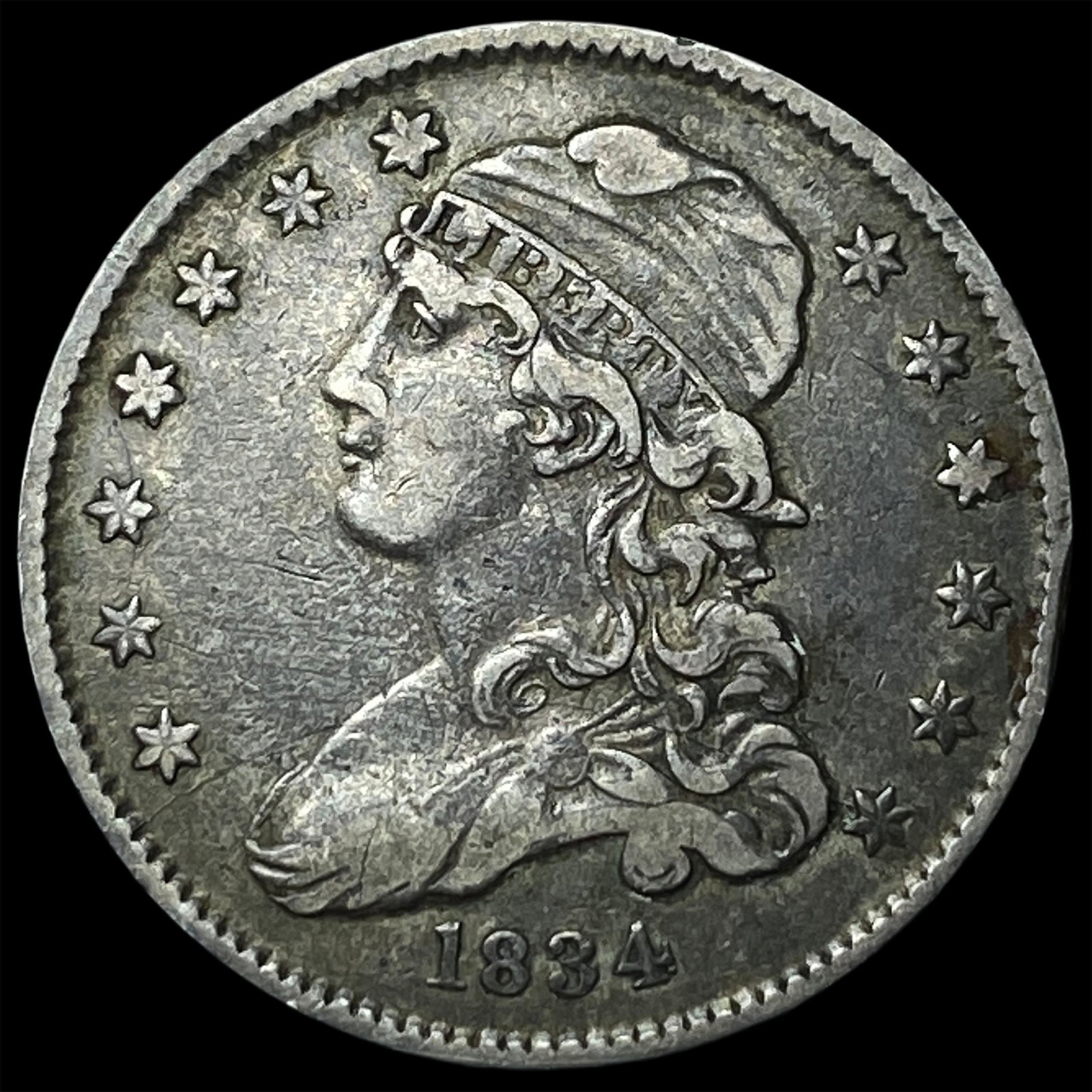 1834 Capped Bust Silver Quarter NEARLY UNCIRCULATED (1 of 2)