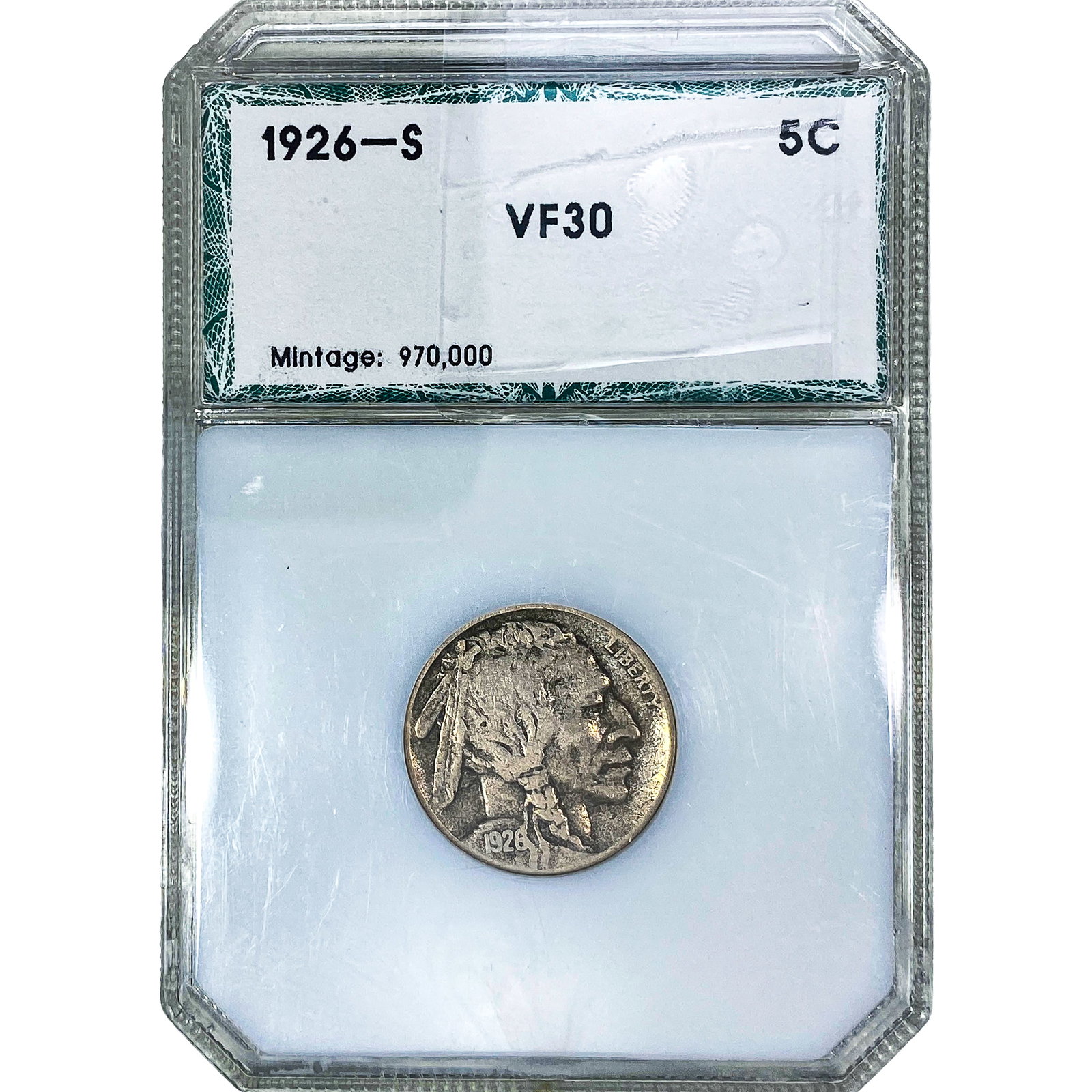 1926-S Buffalo Nickel PCI VF30: 1926-S Buffalo Nickel PCI VF30
