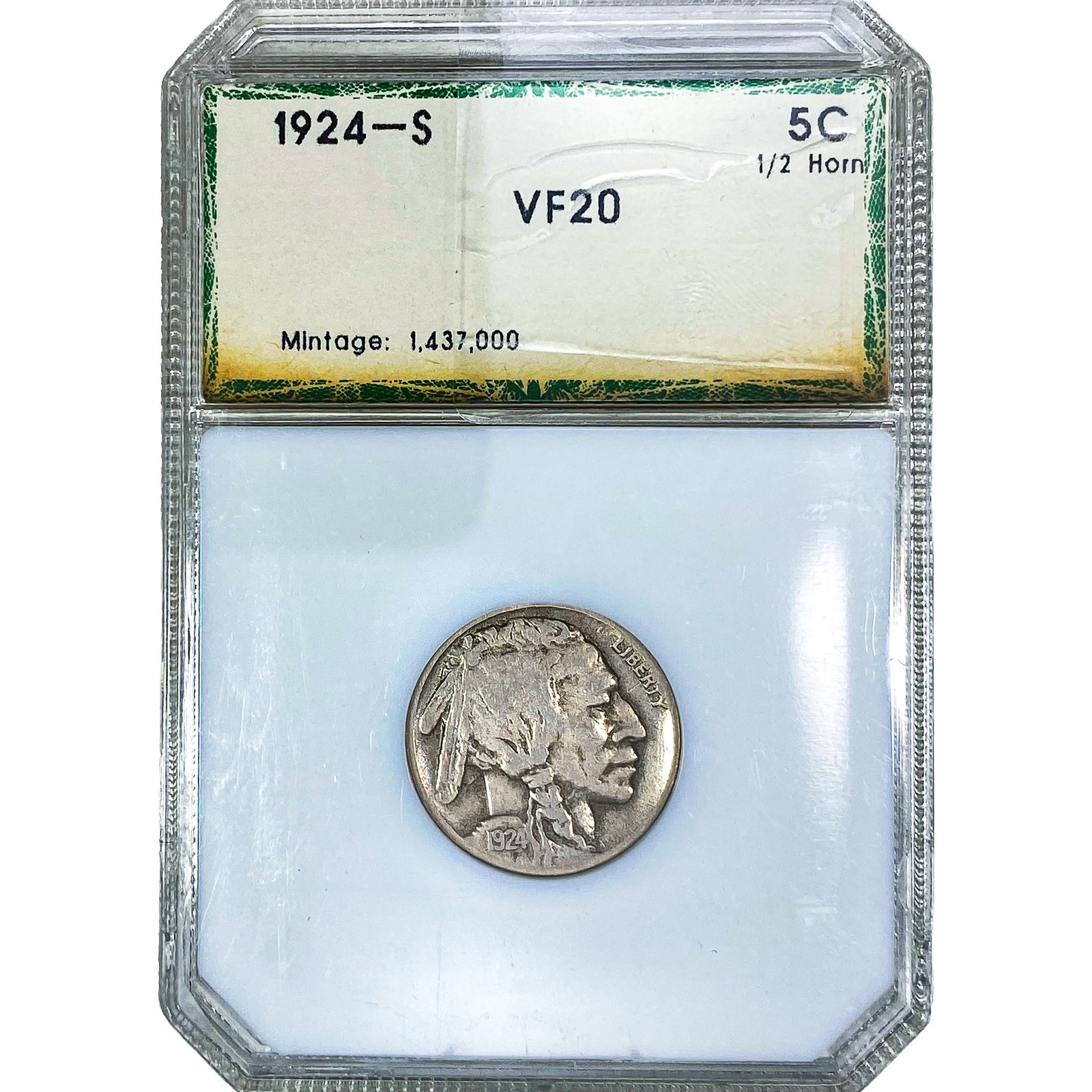 1924-S Buffalo Nickel PCI VF20: 1924-S Buffalo Nickel PCI VF20
