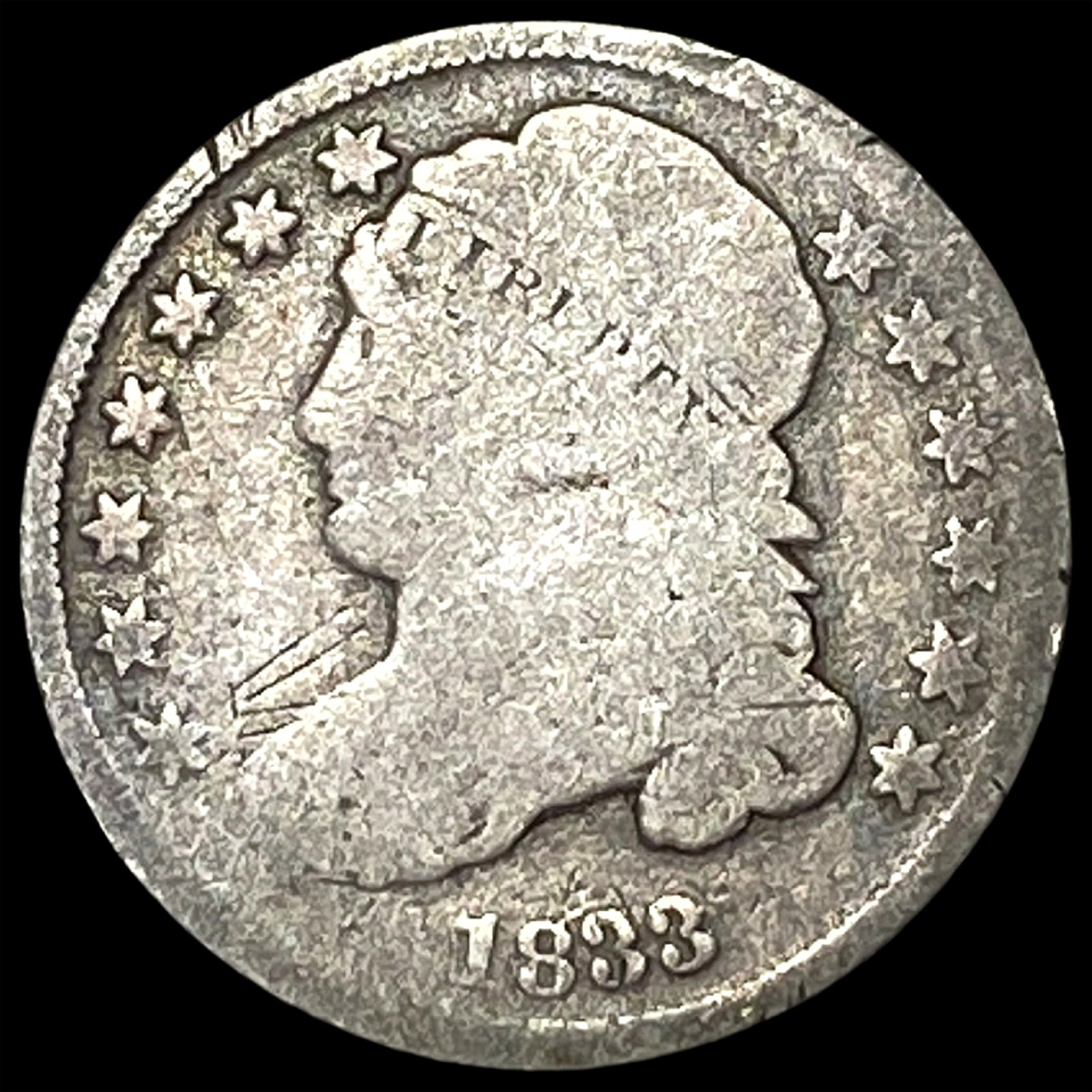 1833 Capped Bust Dime NICELY CIRCULATED: 1833 Capped Bust Dime NICELY CIRCULATED