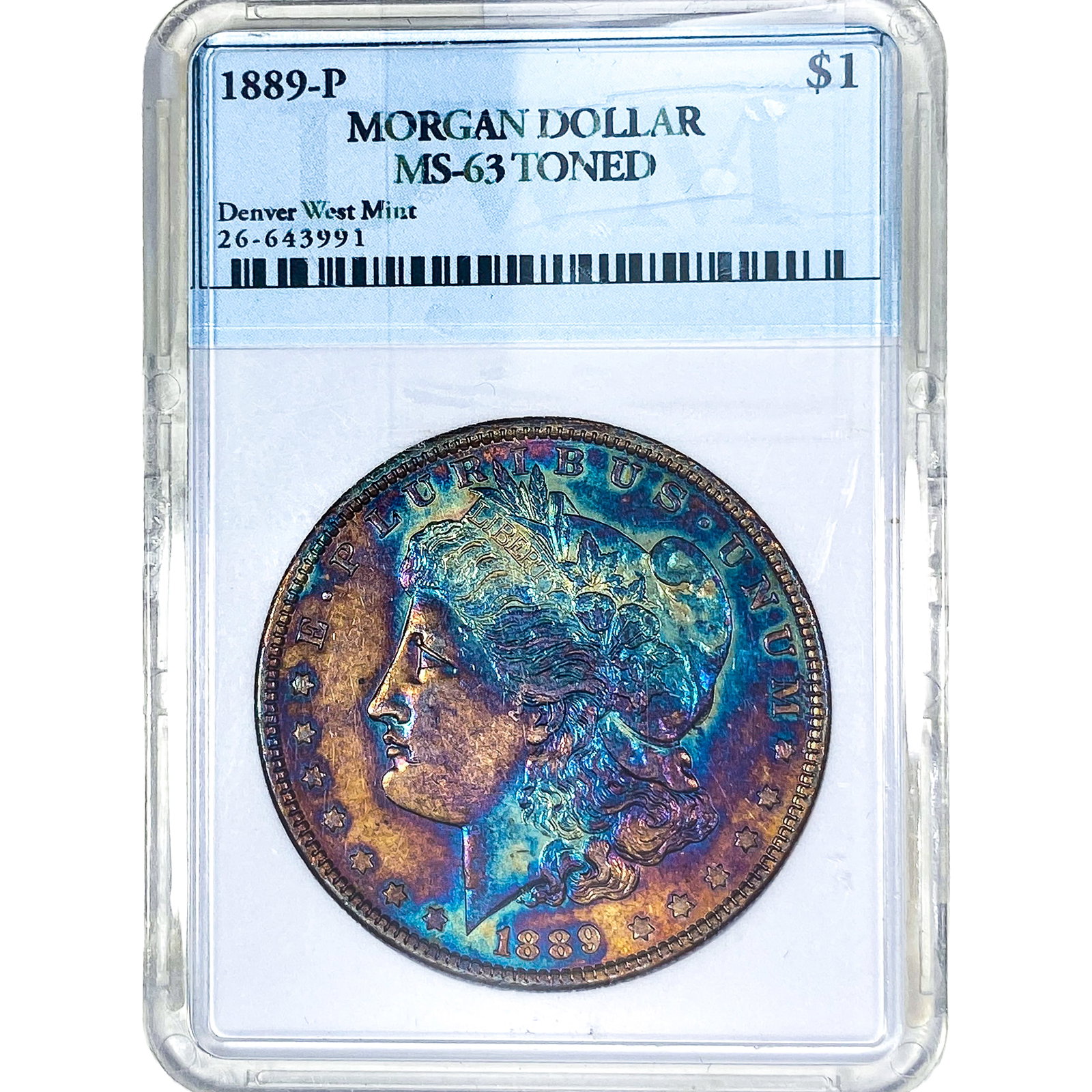 1889 Morgan Silver Dollar MS63 Toned: 1889 Morgan Silver Dollar MS63 Toned