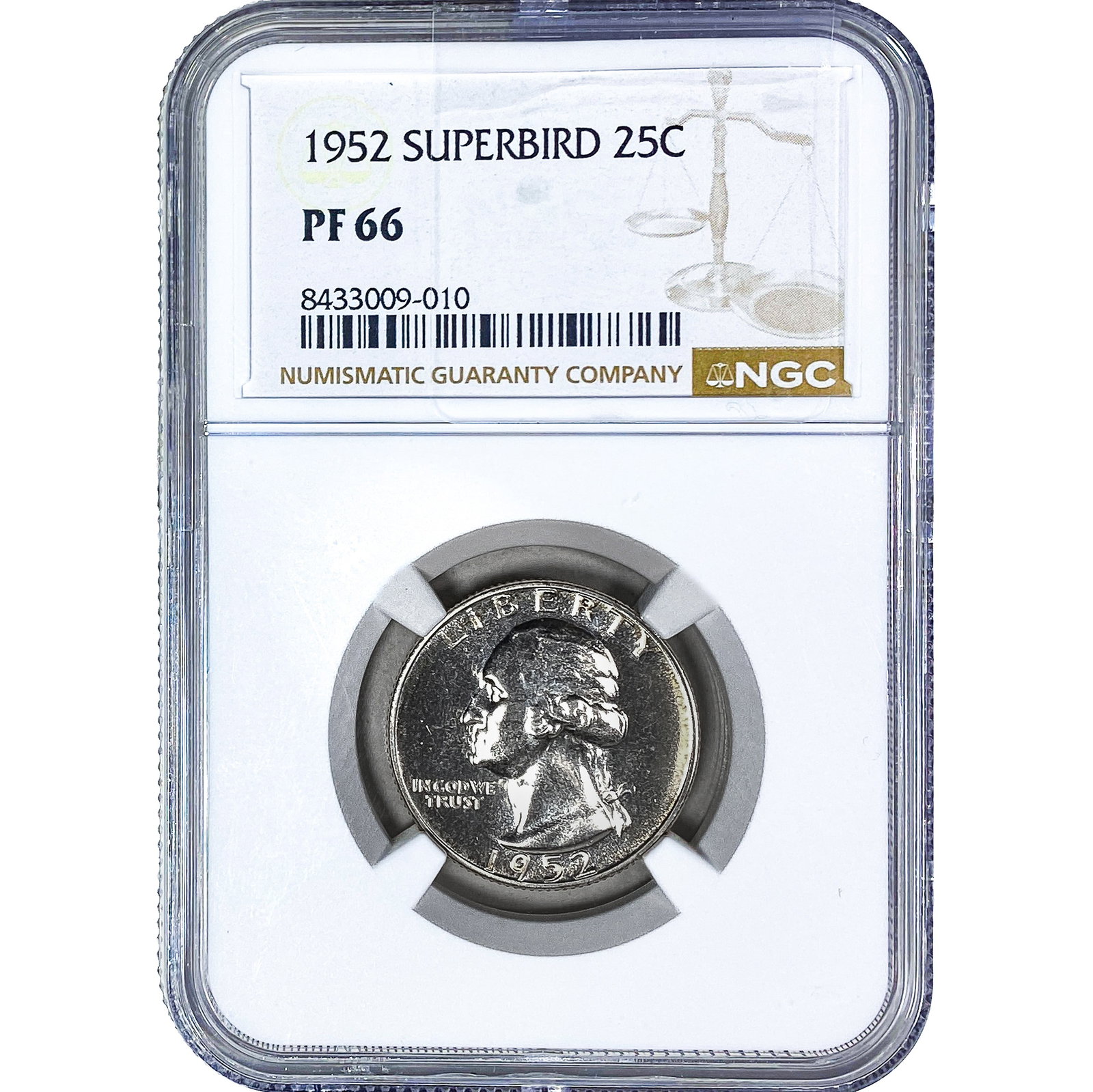 1952 Washington Silver Quarter NGC PF66 Superbird: 1952 Washington Silver Quarter NGC PF66 Superbird
