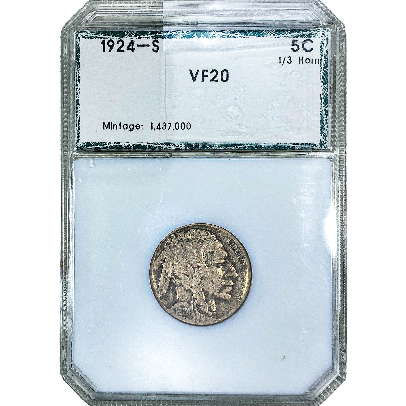 1924-S Buffalo Nickel PCI VF20: 1924-S Buffalo Nickel PCI VF20