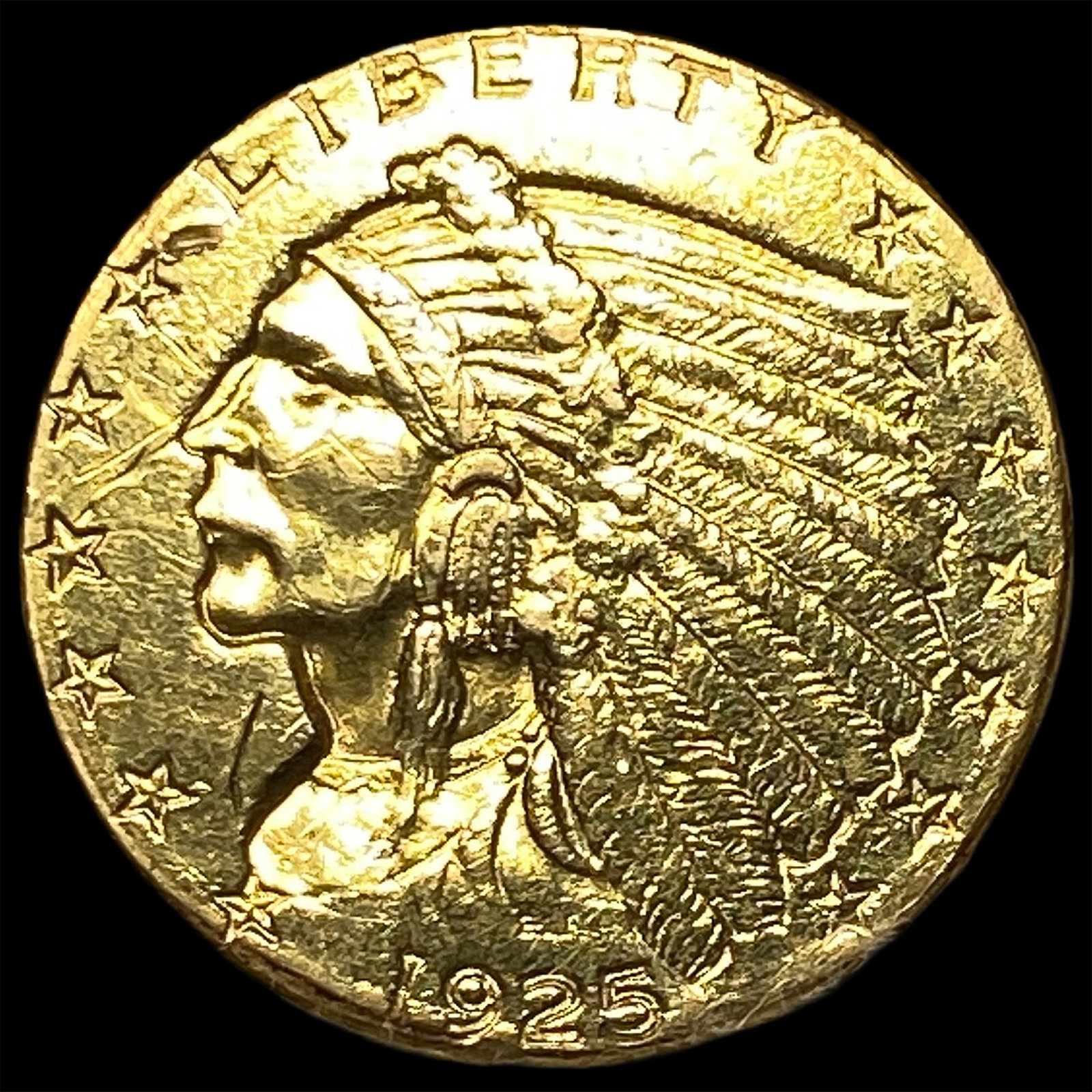 1925 Indian Head Gold $2.50 Quarter Eagle ABOUT UNCIRCULATED: 1925 Indian Head Gold $2.50 Quarter Eagle ABOUT UNCIRCULATED