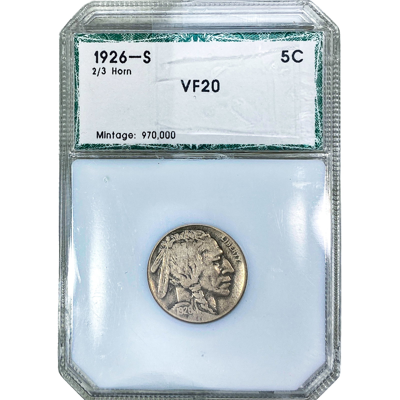 1926-S Buffalo Nickel PCI VF20: 1926-S Buffalo Nickel PCI VF20