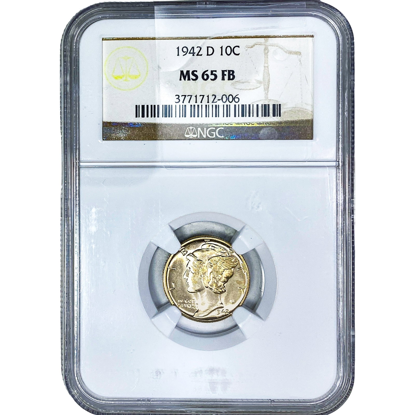 1942-D Mercury Silver Dime NGC MS65 FB: 1942-D Mercury Silver Dime NGC MS65 FB