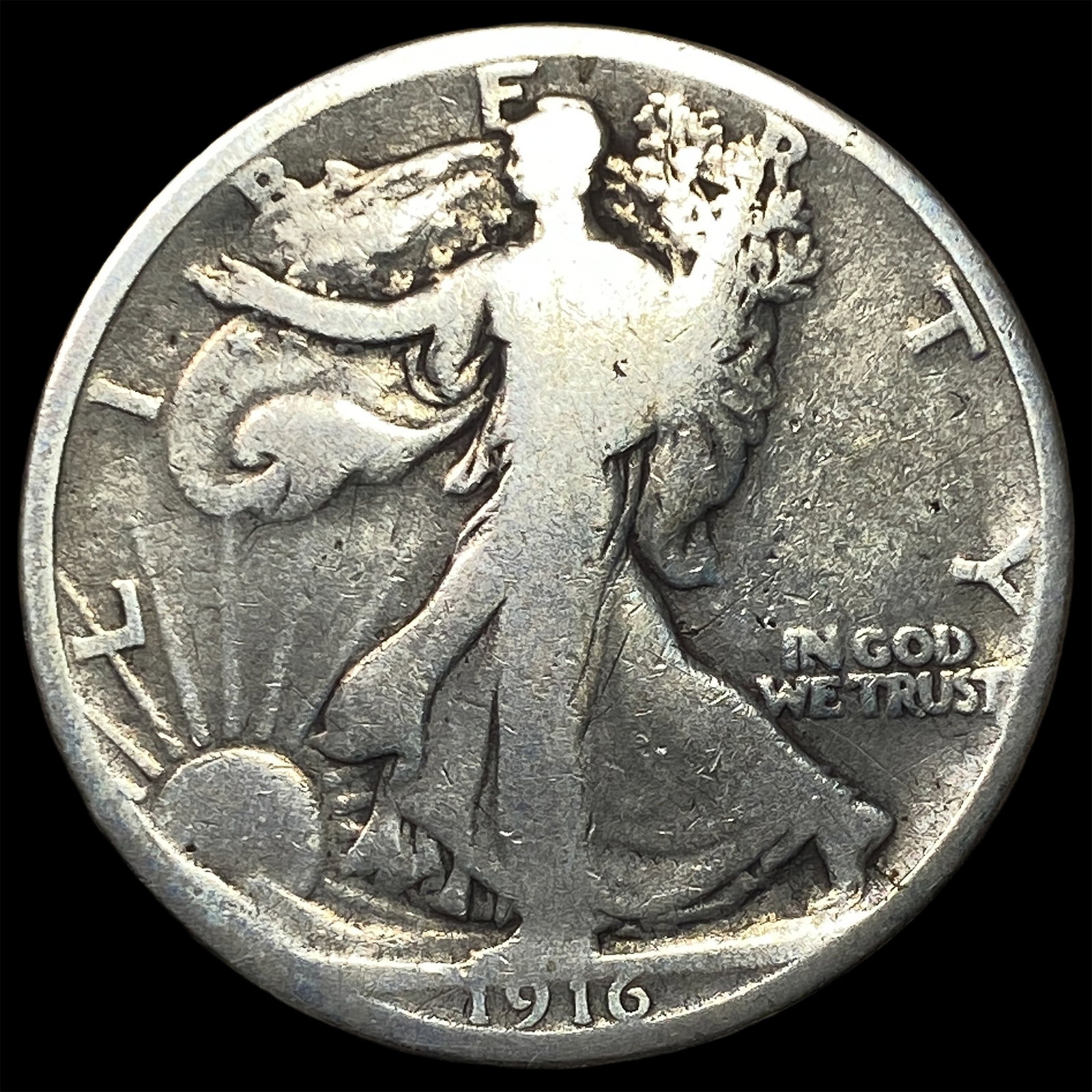 1916 Walking Liberty Half Dollar LIGHTLY CIRCULATED: 1916 Walking Liberty Half Dollar LIGHTLY CIRCULATED
