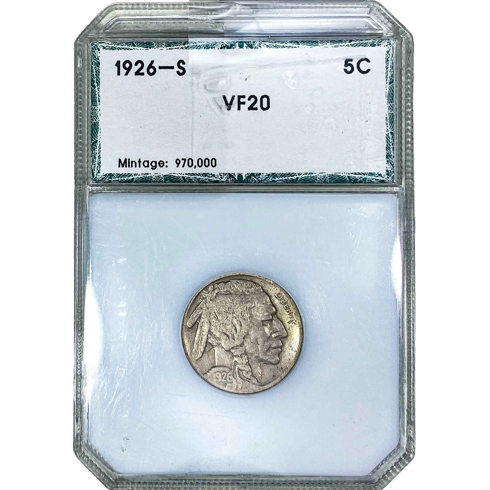 1926-S Buffalo Nickel PCI VF20: 1926-S Buffalo Nickel PCI VF20