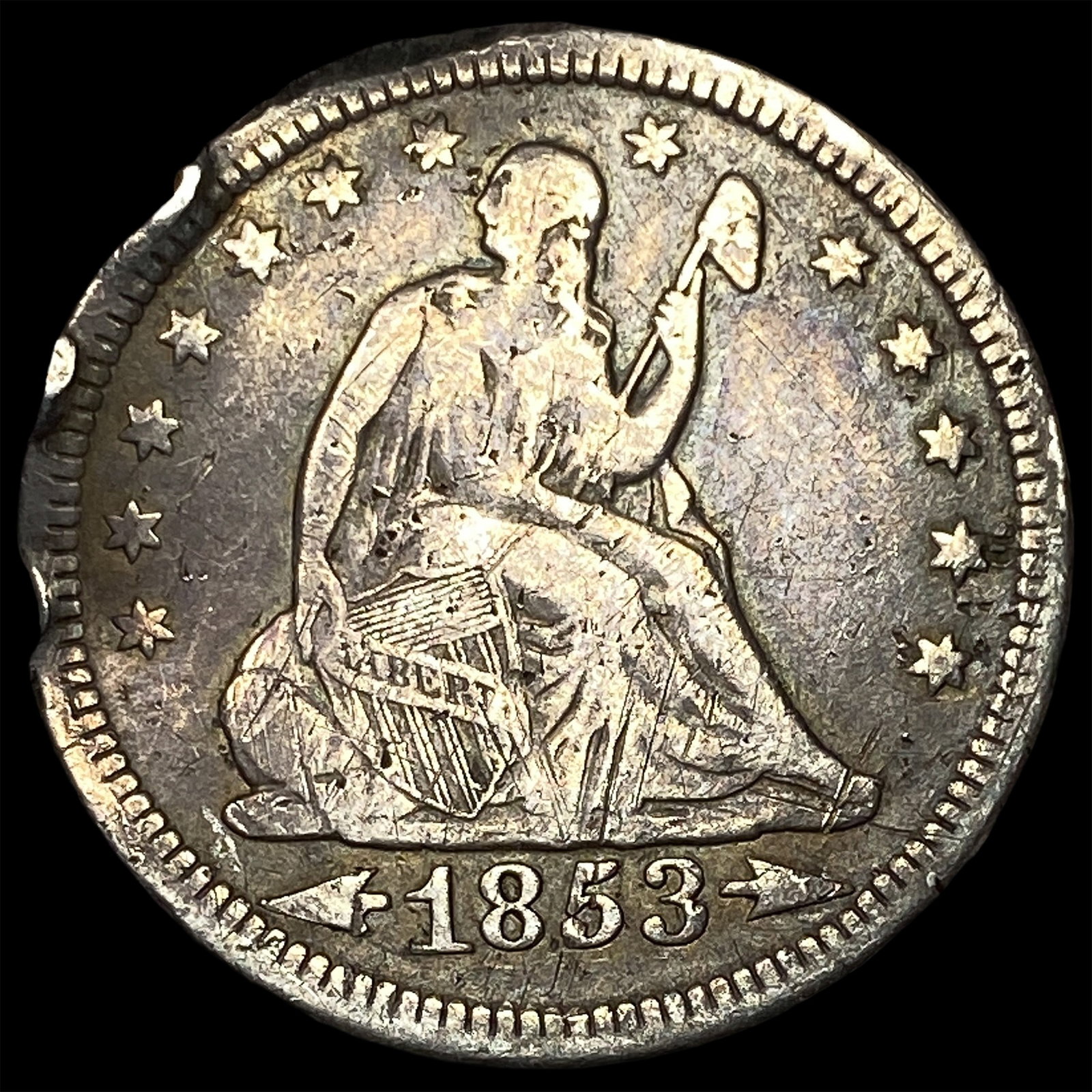 1853 Arrows Seated Liberty Quarter LIGHTLY CIRCULATED: 1853 Arrows Seated Liberty Quarter LIGHTLY CIRCULATED