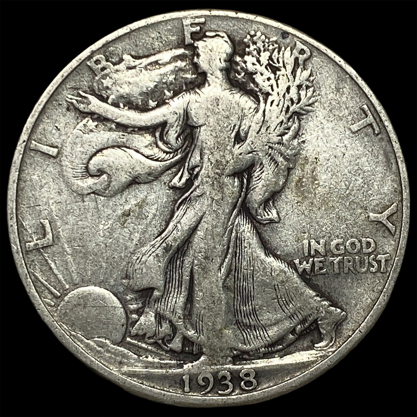 1938-D Silver Walking Liberty Half Dollar NICELY CIRCULATED: 1938-D Silver Walking Liberty Half Dollar NICELY CIRCULATED