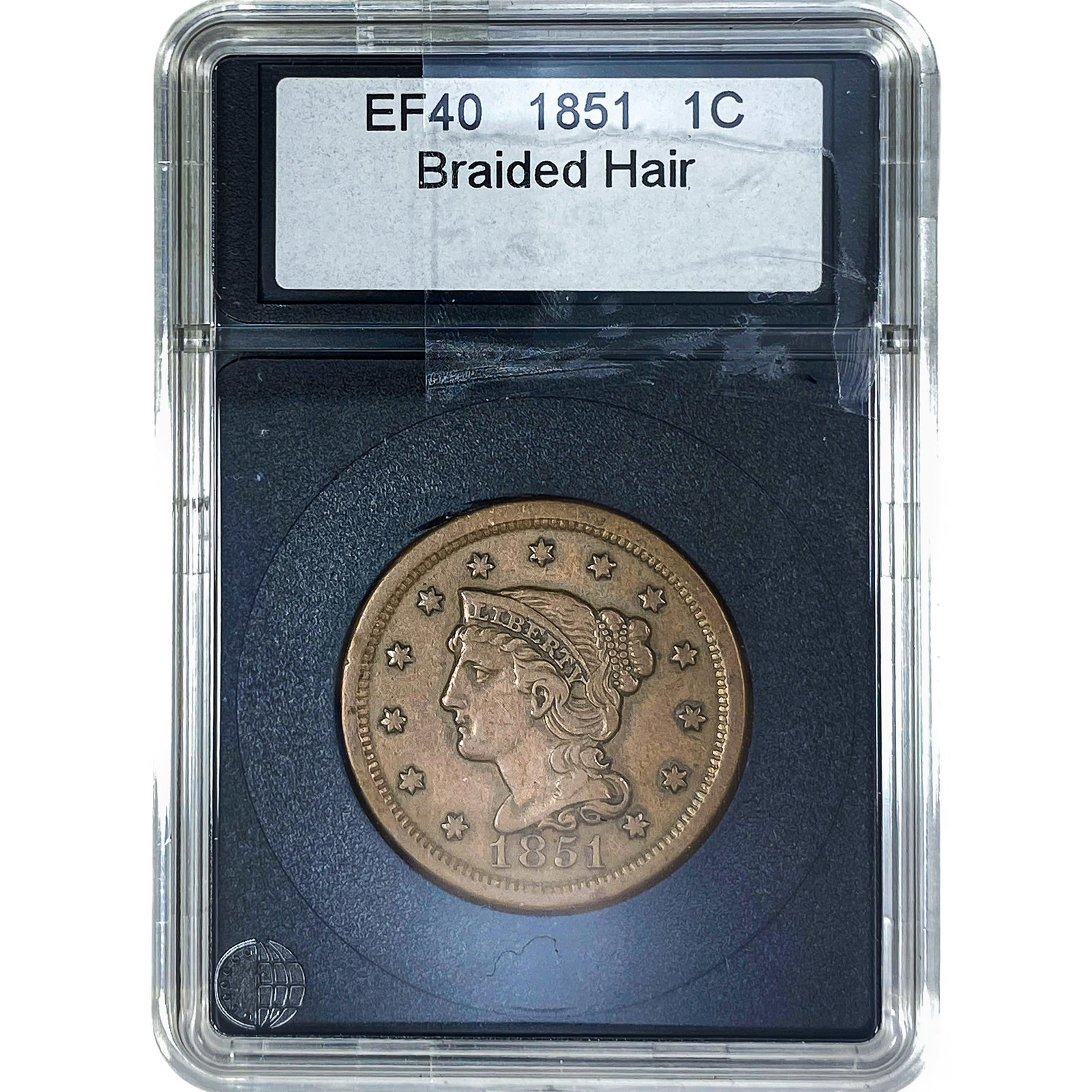 1851 Braided Hair Large Cent EF40 (1 of 2)