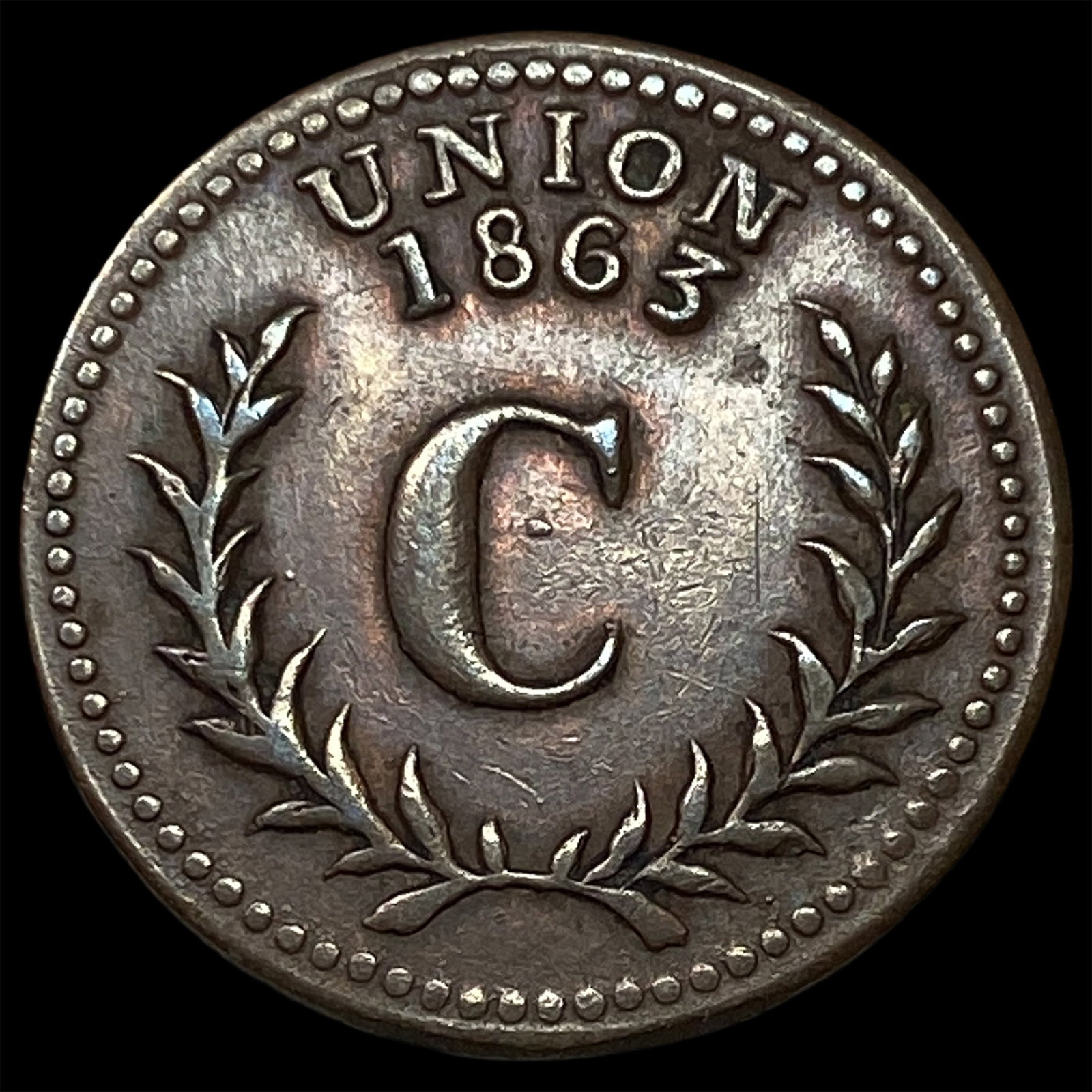 1863 Civil War Token - Charnley Providence RI HIGH GRADE (1 of 2)