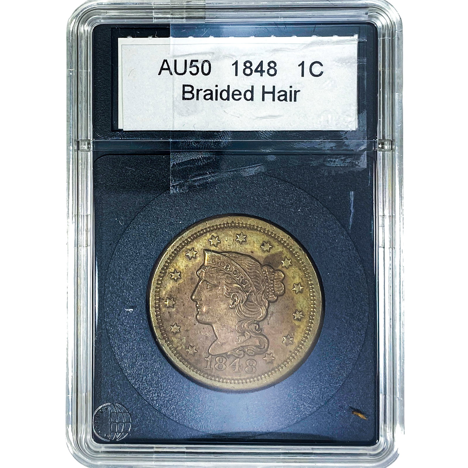 1848 Braided Hair Large Cent AU50 (1 of 2)