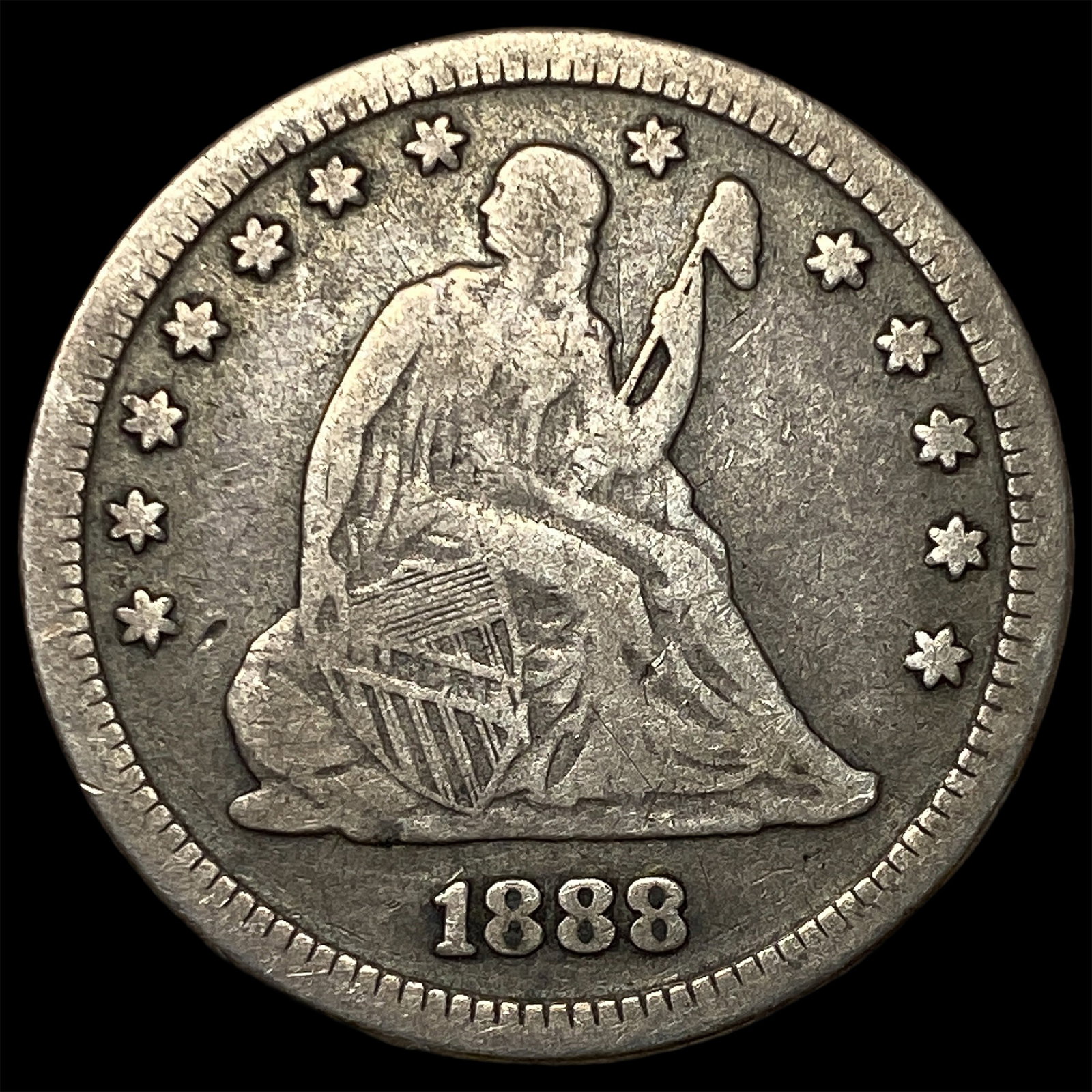 1888-S Silver Seated Liberty Quarter LIGHTLY CIRCULATED: 1888-S Silver Seated Liberty Quarter LIGHTLY CIRCULATED