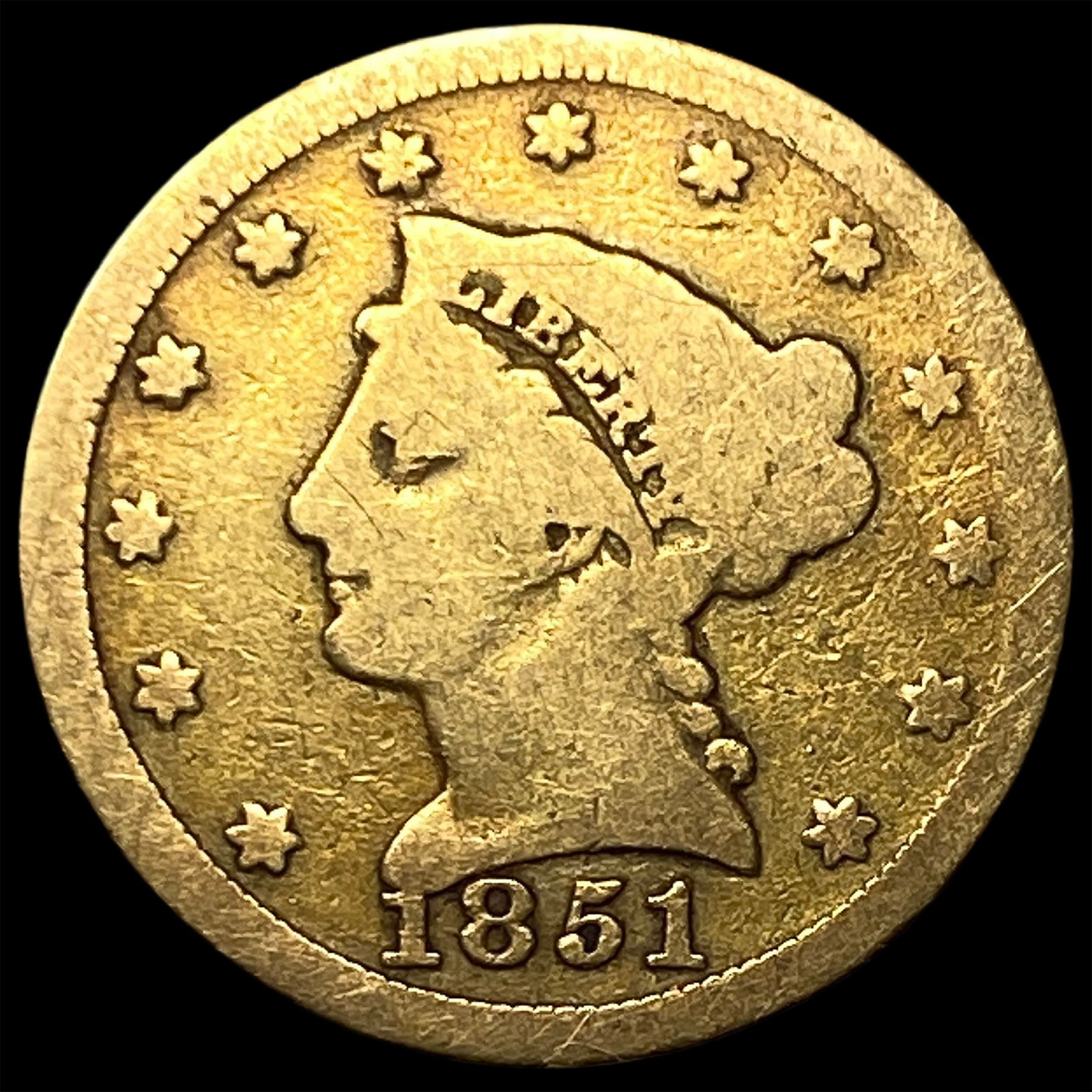 1851 Gold $2.50 Liberty Head Quarter Eagle LIGHTLY CIRCULATED (1 of 2)