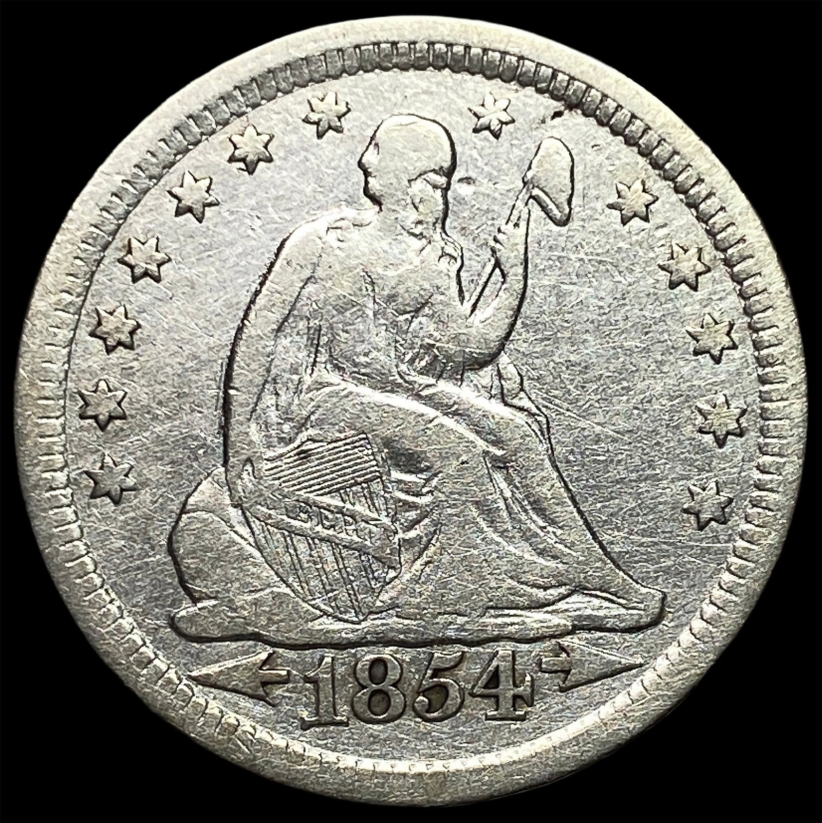 1854 Arrows Seated Liberty Quarter LIGHTLY CIRCULATED (1 of 2)