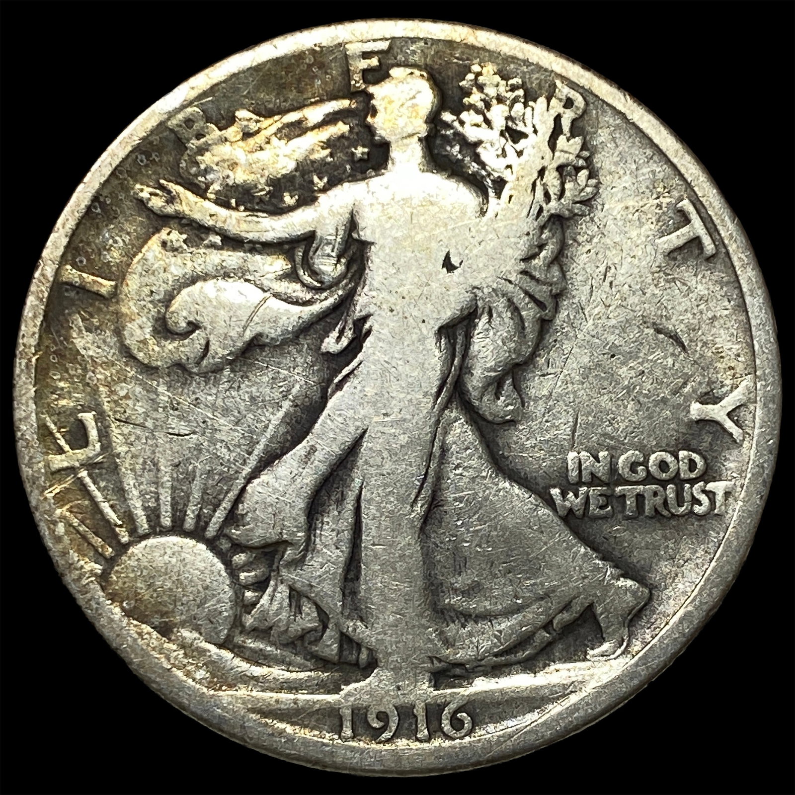 1916 Walking Liberty Half Dollar LIGHTLY CIRCULATED: 1916 Walking Liberty Half Dollar LIGHTLY CIRCULATED