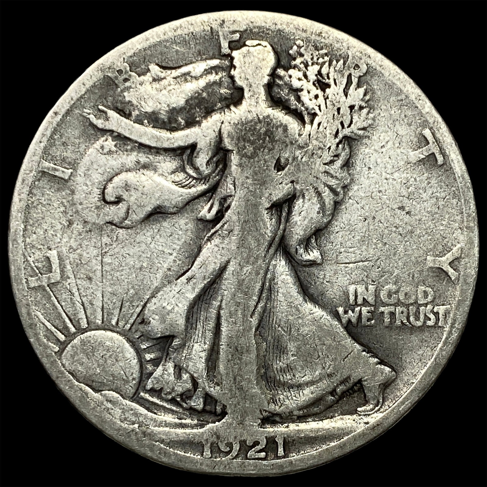 1921-S Silver Walking Liberty Half Dollar LIGHTLY CIRCULATED: 1921-S Silver Walking Liberty Half Dollar LIGHTLY CIRCULATED