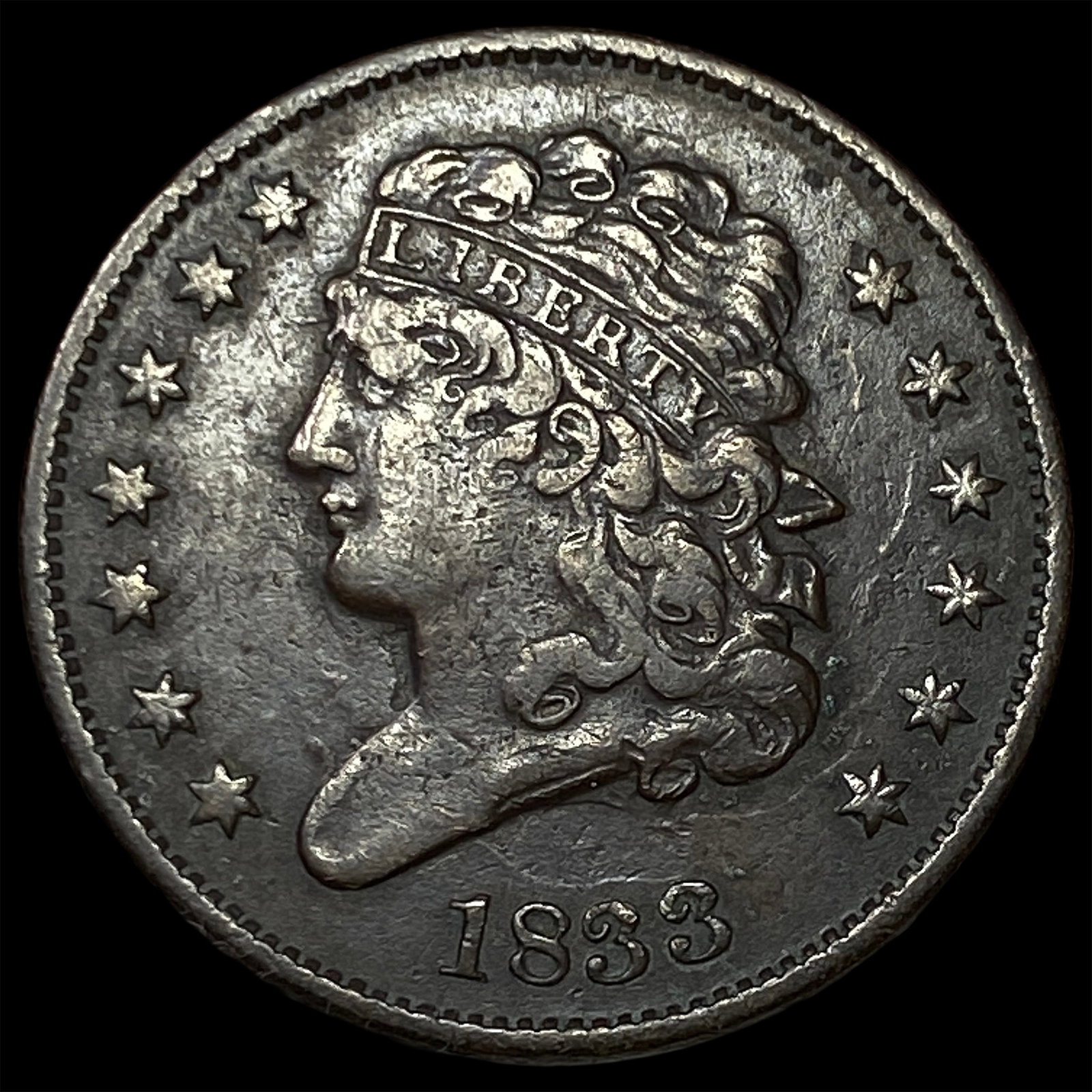 1833 Classic Head Half Cent CLOSELY UNCIRCULATED: 1833 Classic Head Half Cent CLOSELY UNCIRCULATED